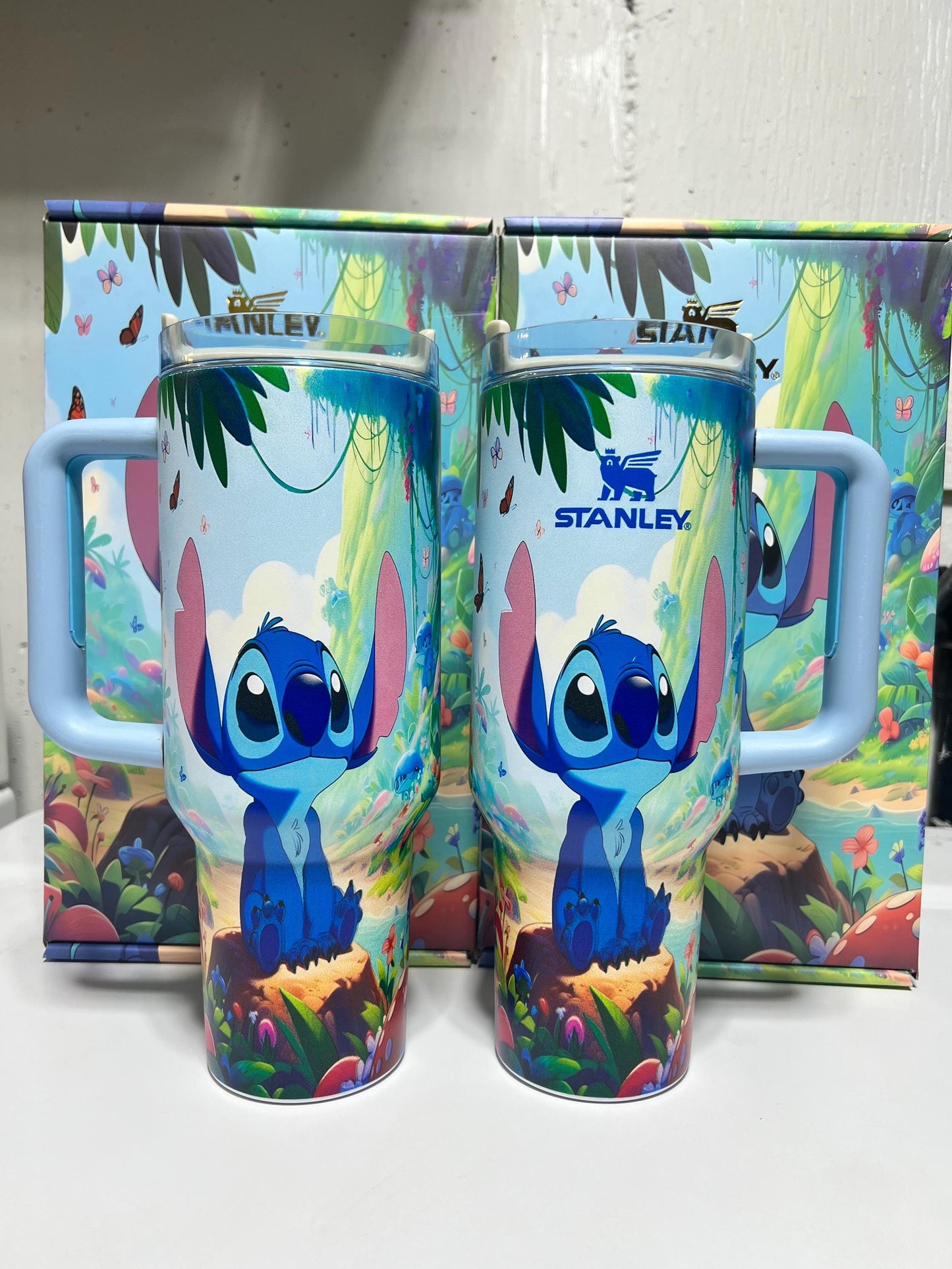 Personalized Glow-in-Dark Stitch Tumbler: 40 oz Stainless Steel Cup with Straw & Gift Box