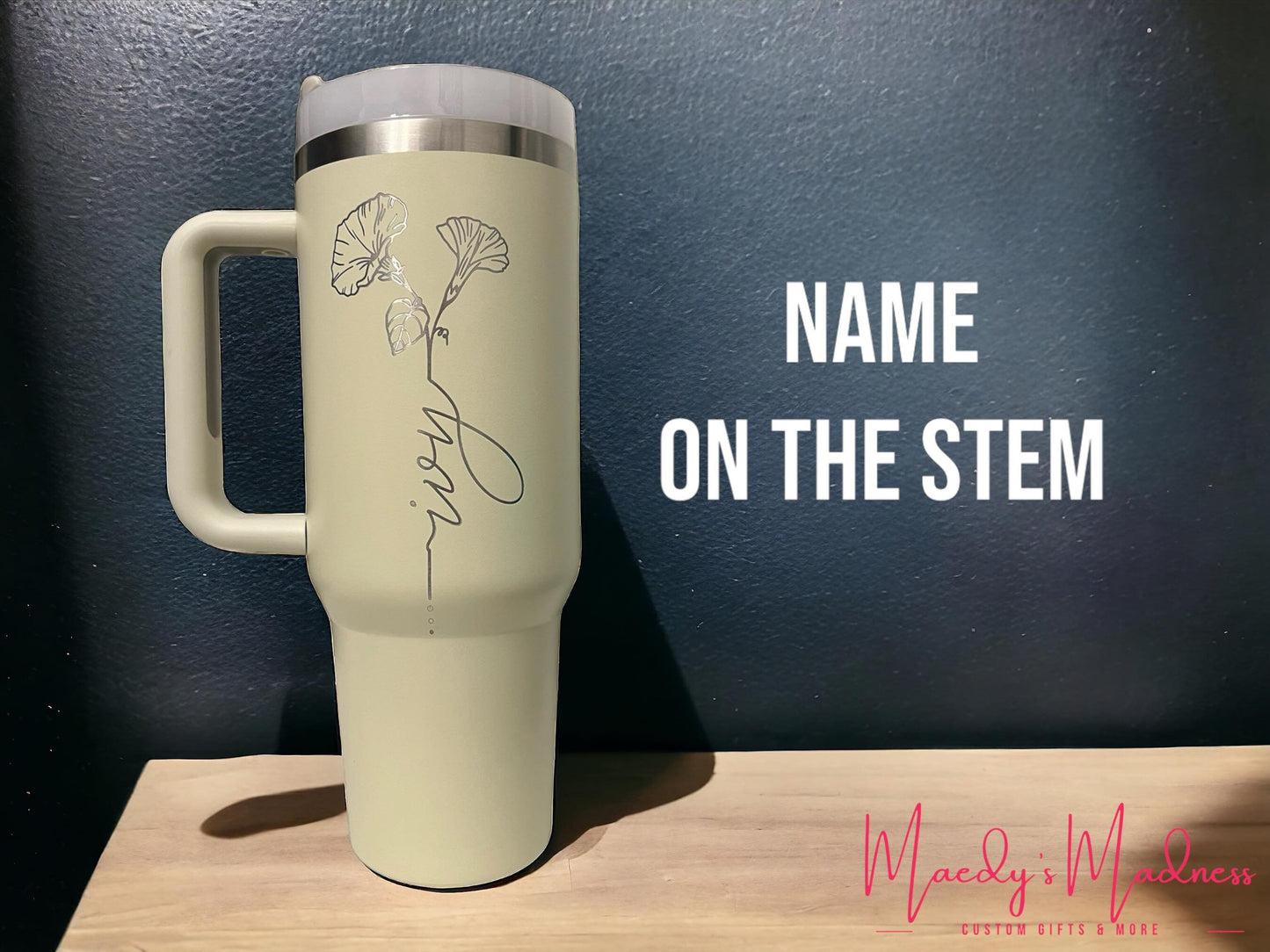 Personalised tumbler engraved with birth Month Flower 40 oz travel cup birthday gift for bestfriend, mom grandma teachers heartfelt gifts