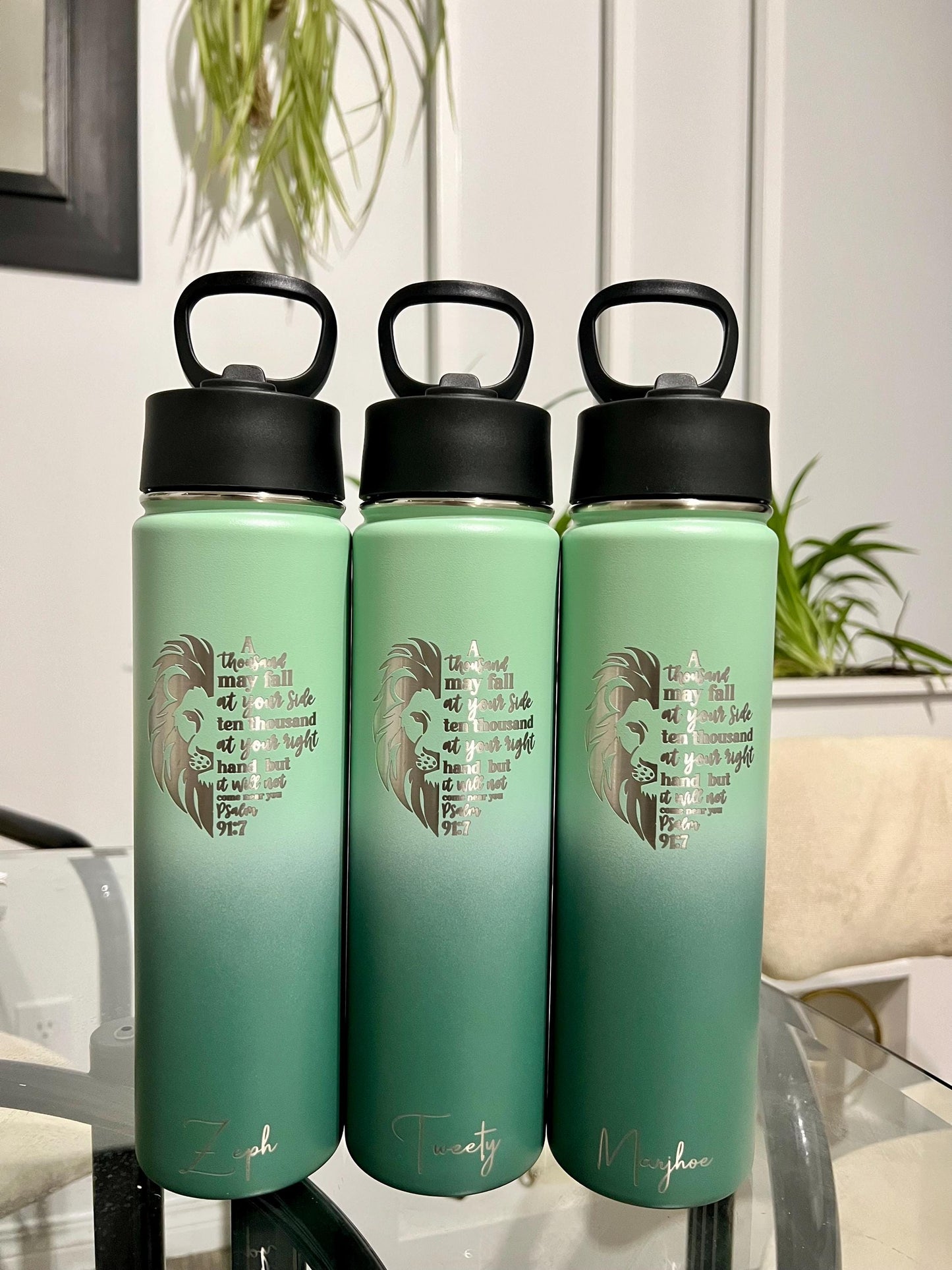 Personalized Bible Verse Water Bottle: Stainless Steel Leak proof Tumbler, Christian Gift