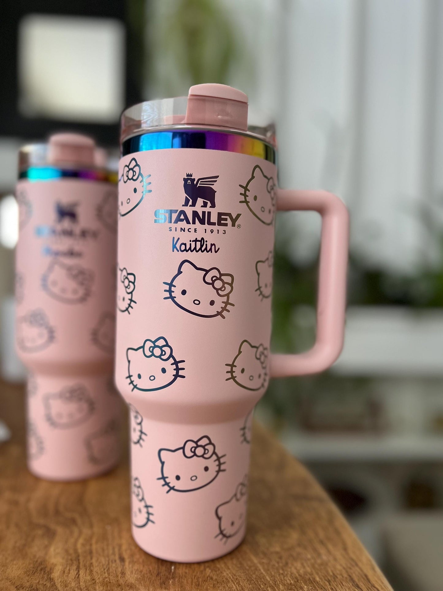 Laser engraved custom Kitty Stanley 40 oz Quencher, Birthday gift for teens adults, grad gift basket gift, Travel cup, Trendy Tumbler