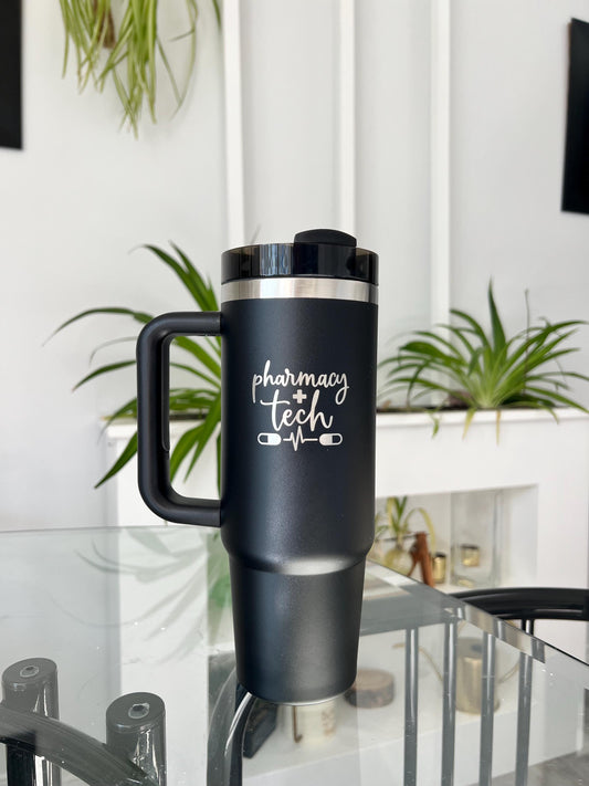 Personalized Pharmacy Technician Pharmacist Tumbler: Engraved Design, 40 oz Gift Travel tumbler