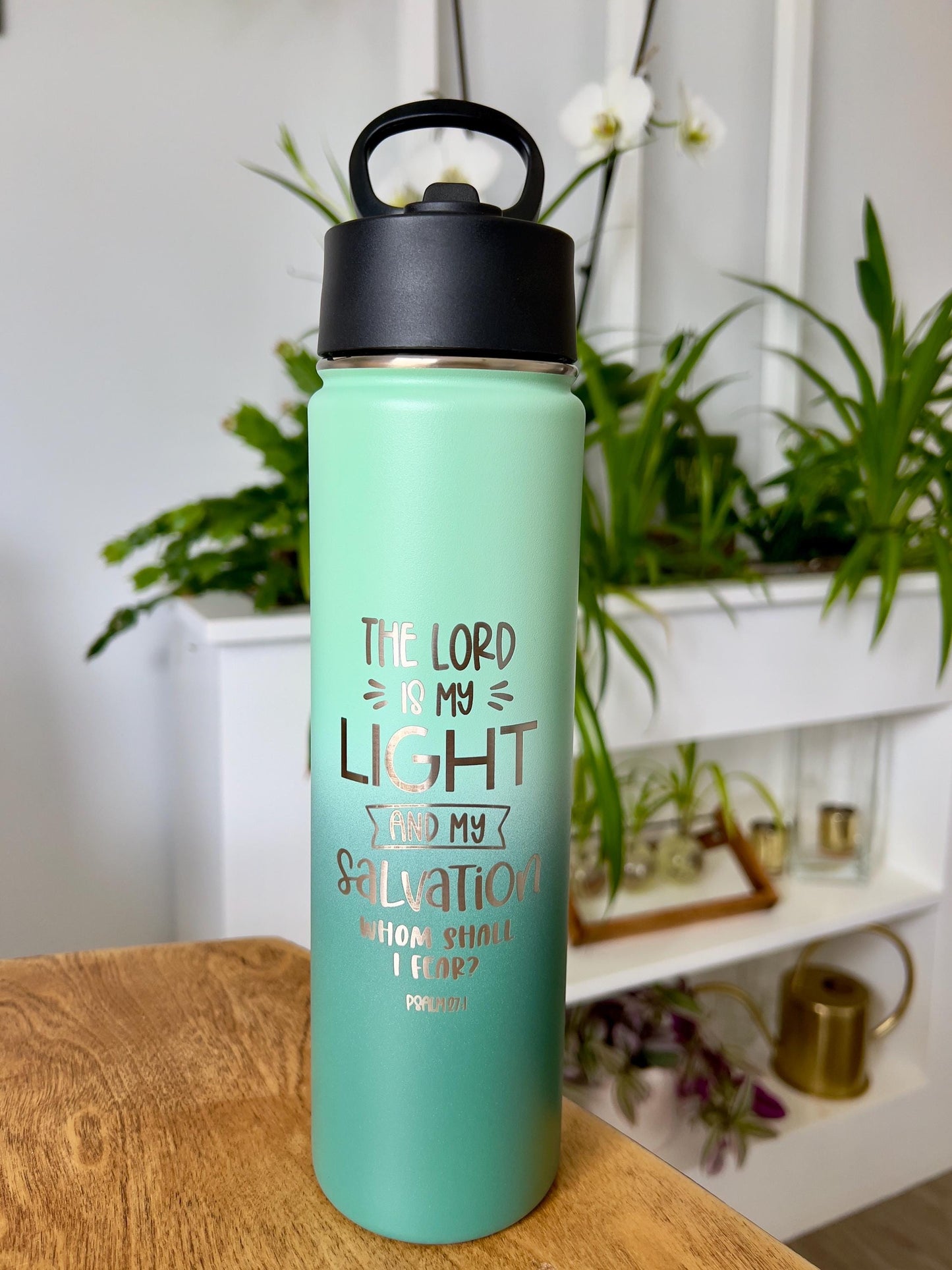 Personalized Bible Verse Water Bottle: Stainless Steel Tumbler, Christian Gift