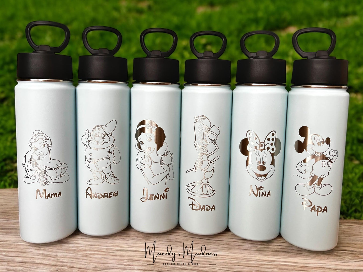 Princess characters Personalized Water Bottle,  Back to school Leak proof, custom engraved, superheroes theme Gift kids/Teens