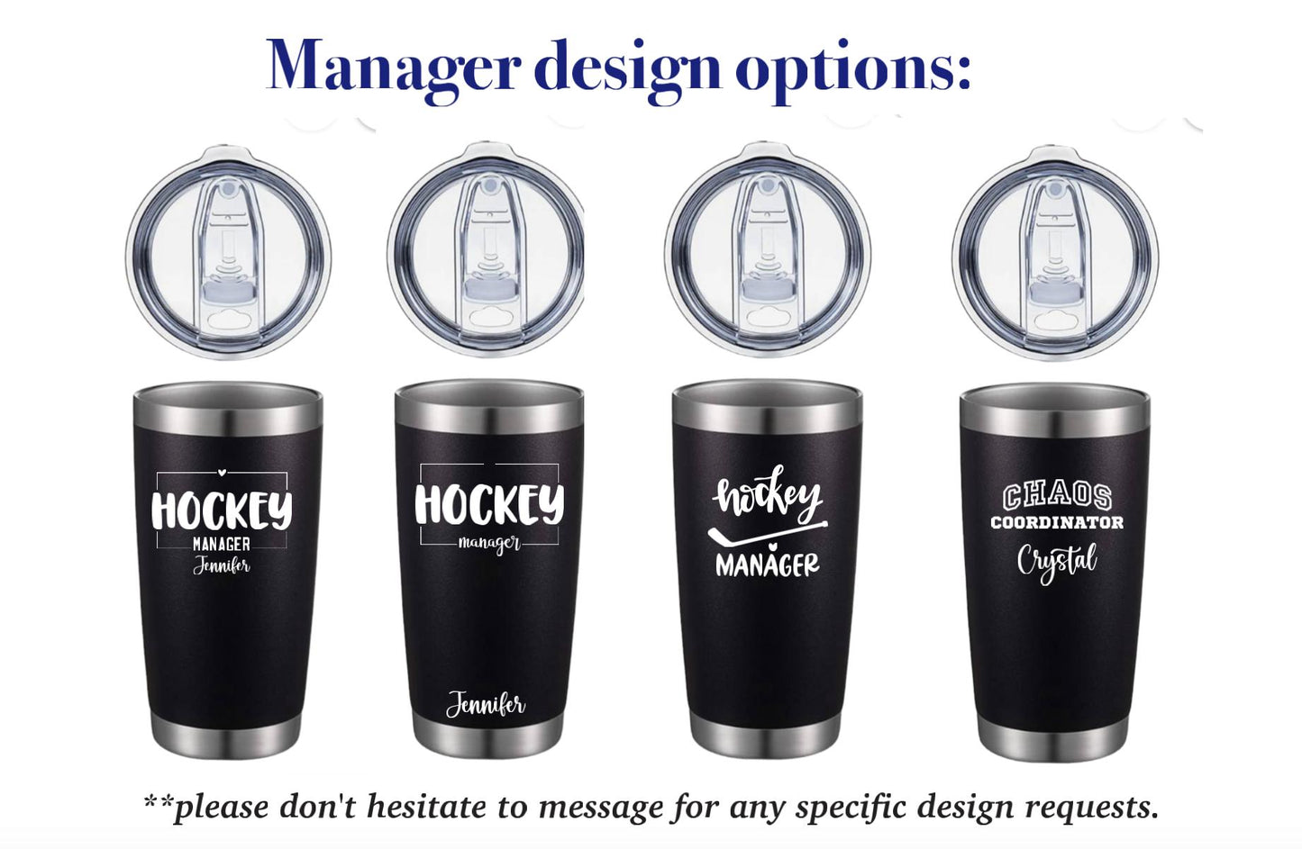 Personalized Hockey Coach Tumbler: Engraved Stainless Steel 20oz Cup