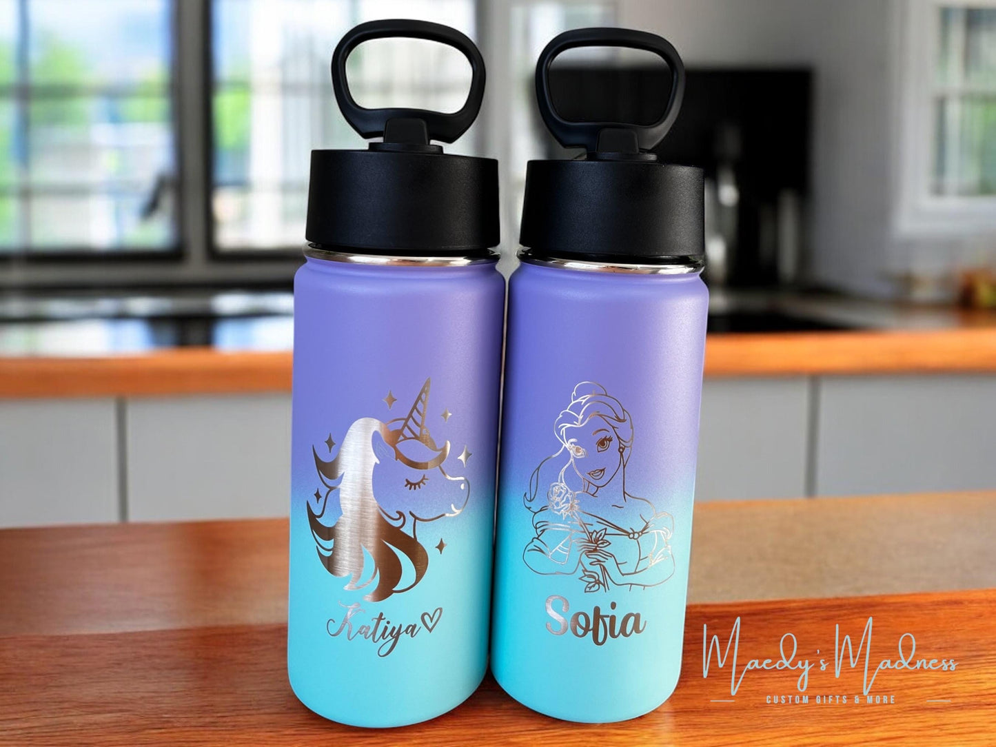 Personalized water bottle engraved with name Disneyprincess/characters, Unicorn Tumbler, Engraved stainless Travel mug cruise Trip gift