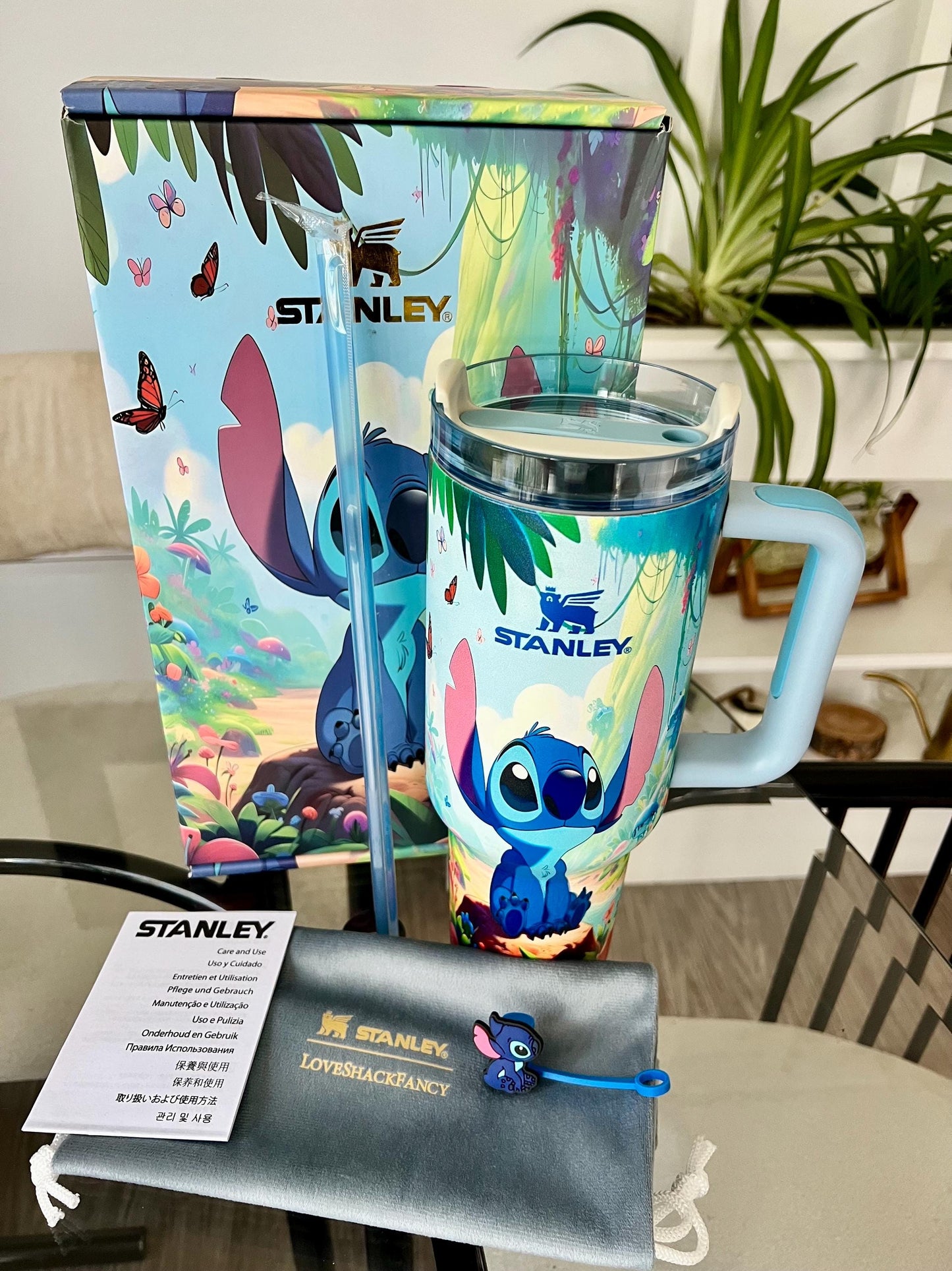 Personalized Glow-in-Dark Stitch Tumbler: 40 oz Stainless Steel Cup with Straw & Gift Box