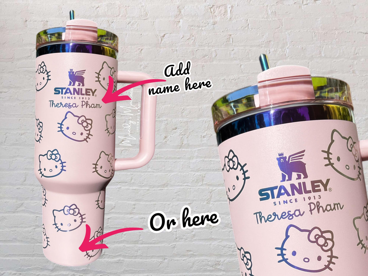 Personalized Hello Kitty Stanley Tumbler: Laser Engraved 40 oz Stainless Steel Quencher