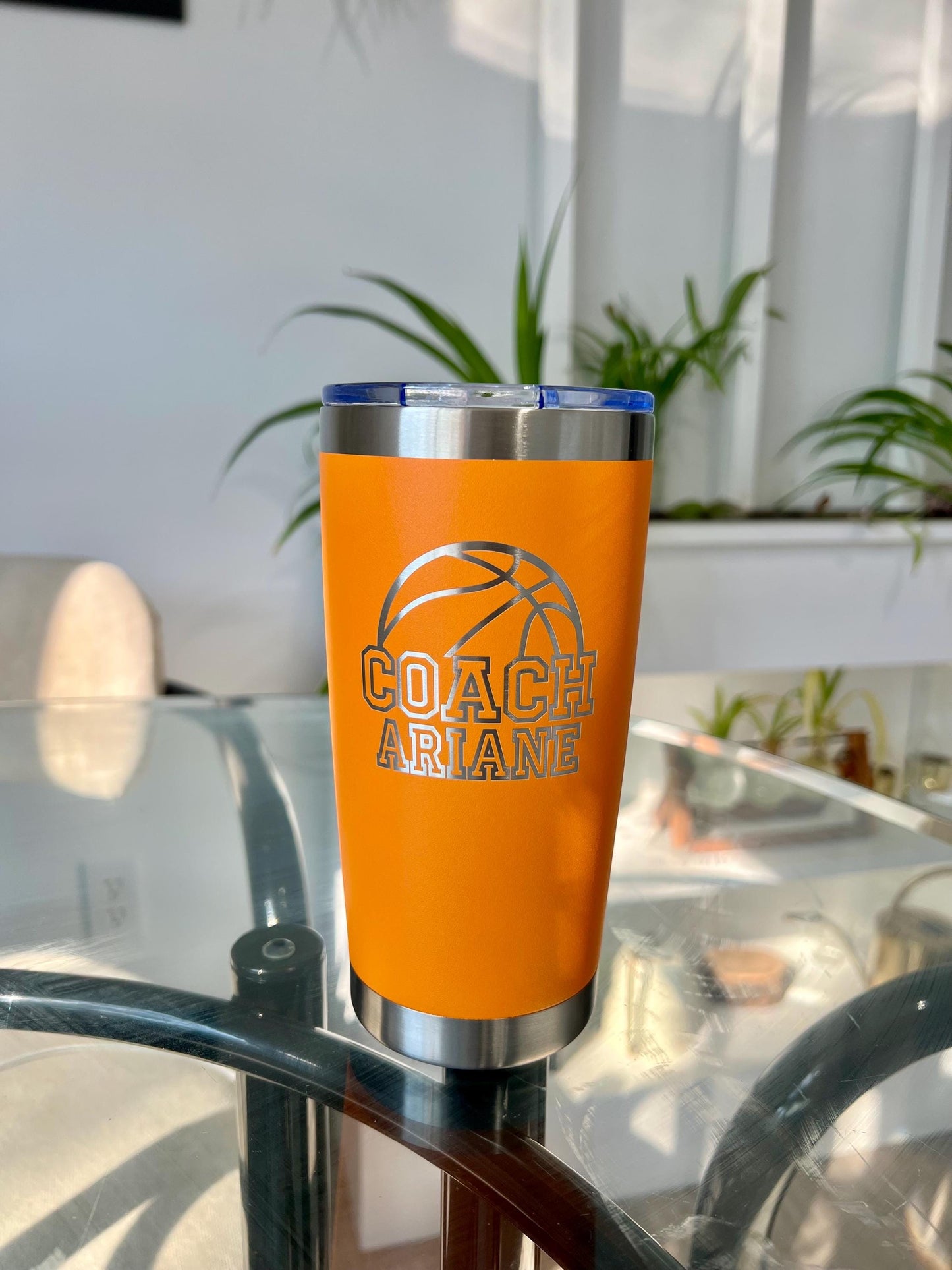 Personalized Basketball Coach Tumbler: Engraved 20oz Stainless Steel Sports Cup