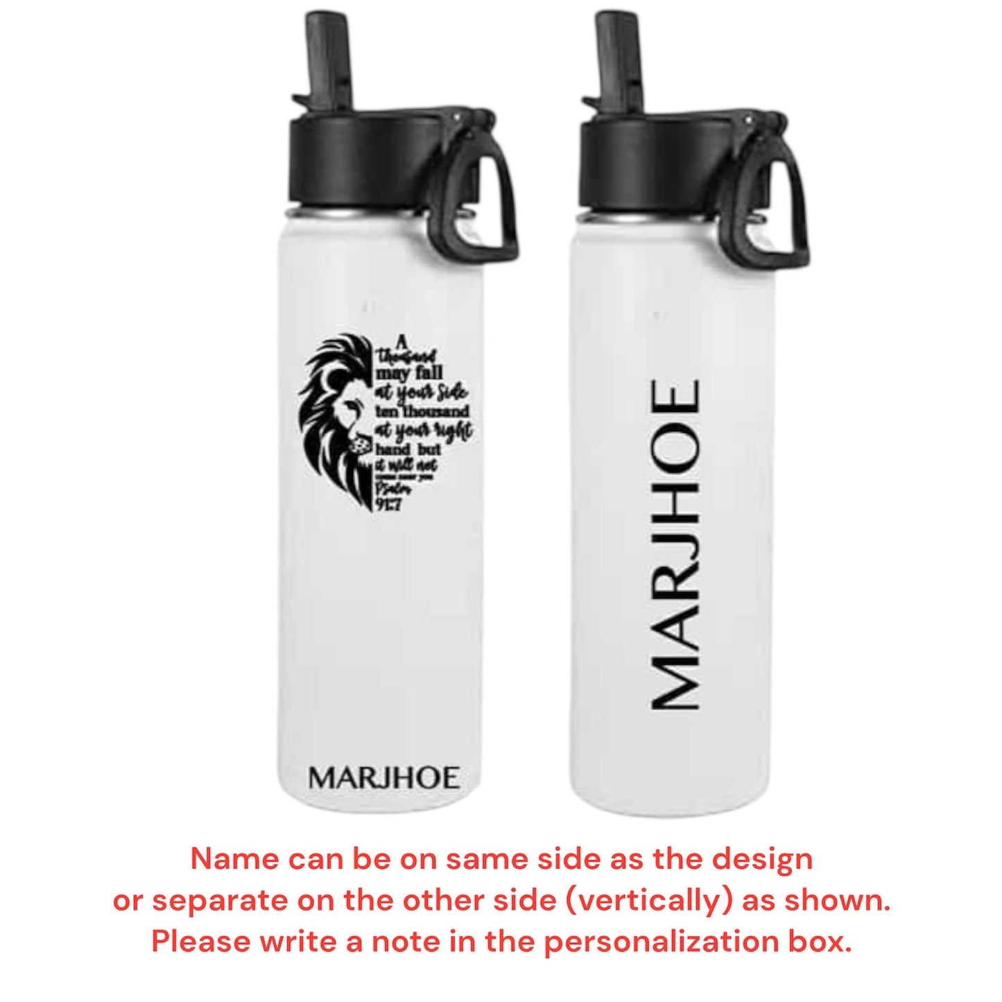 Personalized Bible Verse Water Bottle: Stainless Steel Leak proof Tumbler, Christian Gift