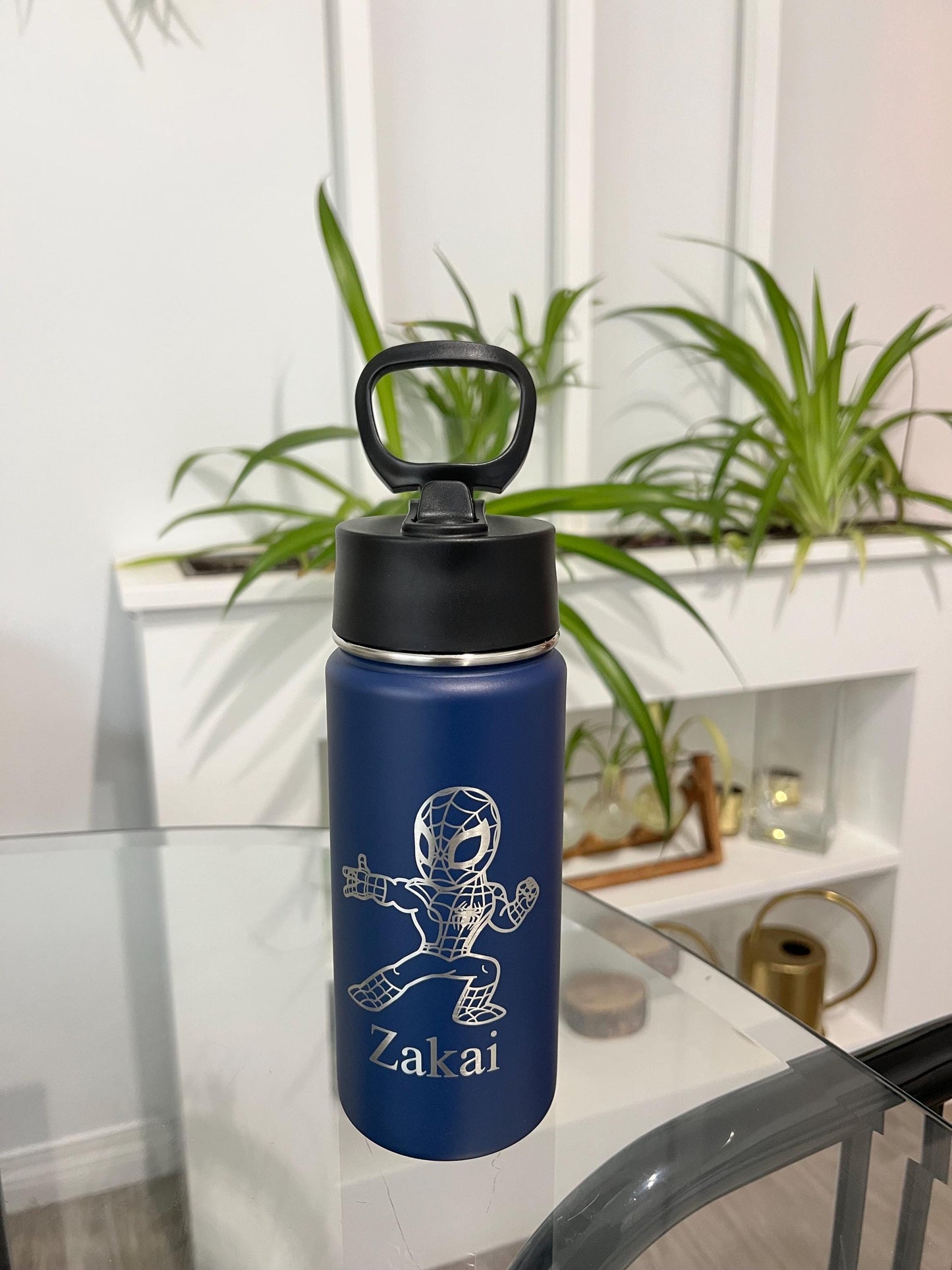 Personalized Spider-Man Tumbler: Engraved Stainless Steel Kids Water Bottle