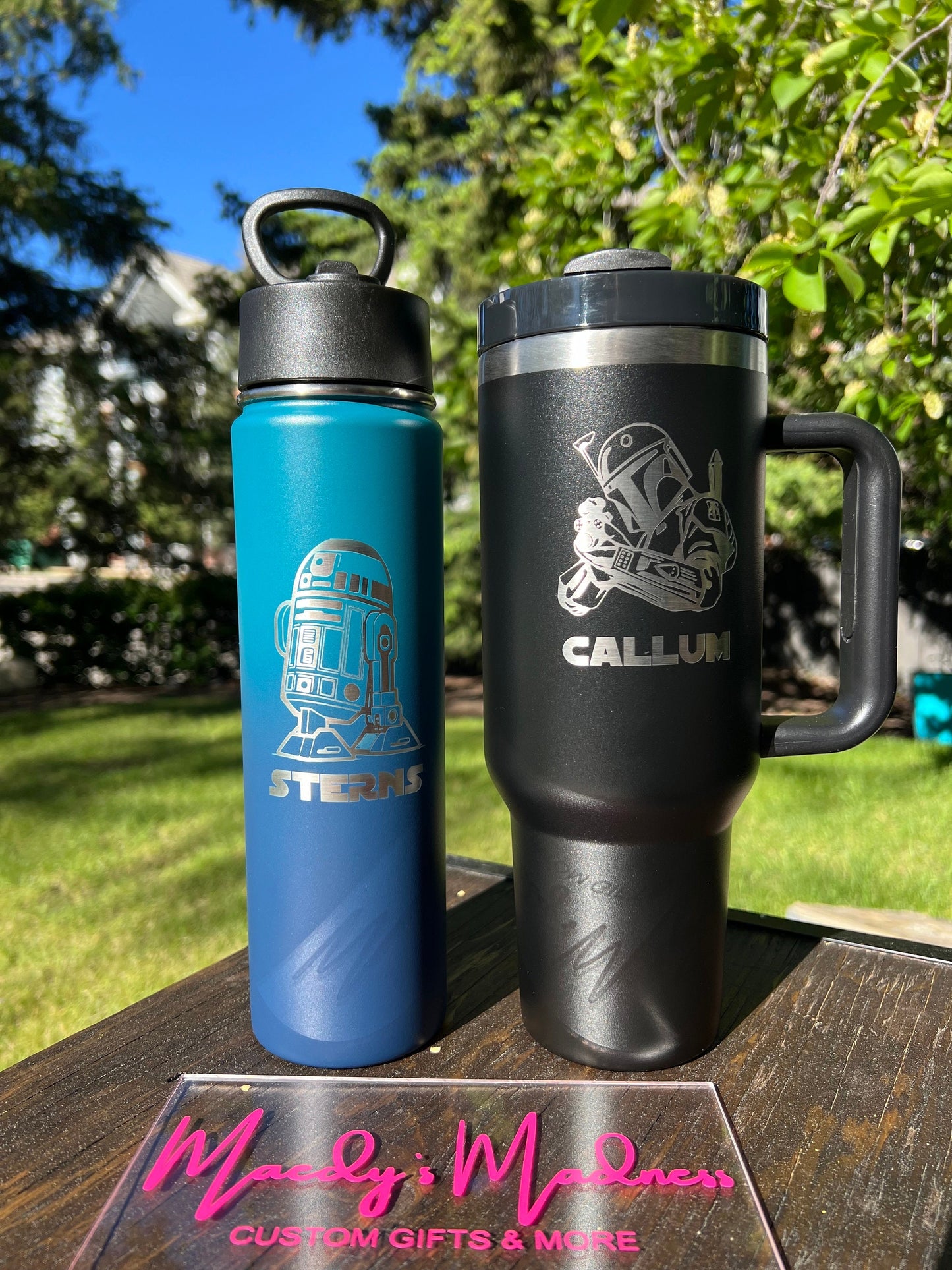 Star War characters Personalized Water bottles with straw, gift for kids/adult birthday Christmas gift, Star Wars fan R2D2 Leia, Chewbacca