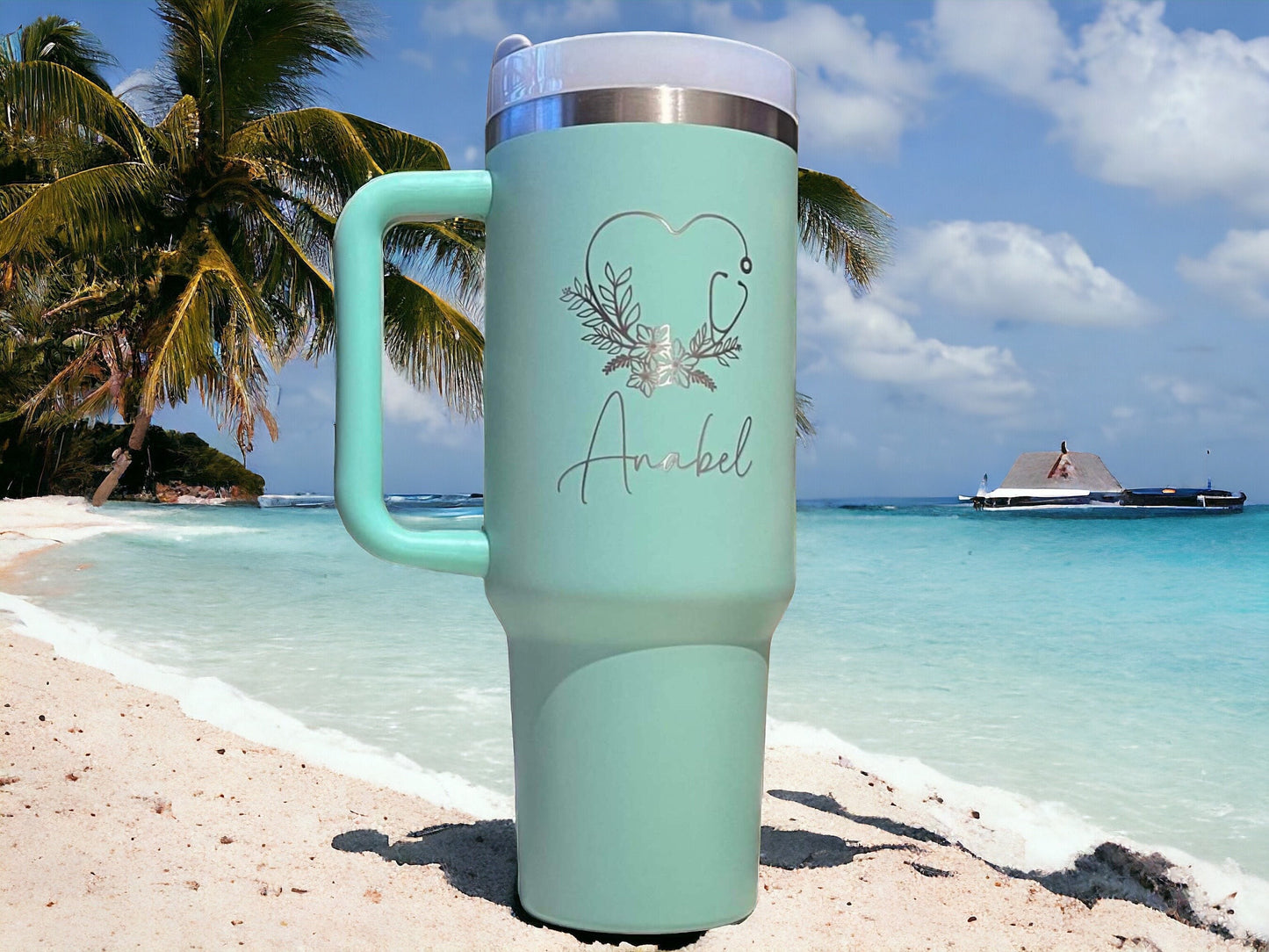 Personalized Nurse Tumbler: Engraved Stethoscope Design, 40 oz Gift