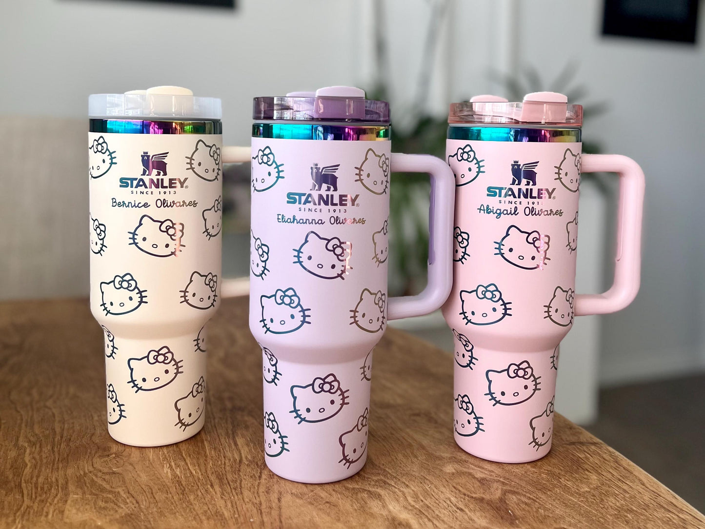 Laser engraved custom Kitty Stanley 40 oz Quencher, Birthday gift for teens adults, grad gift basket gift, Travel cup, Trendy Tumbler