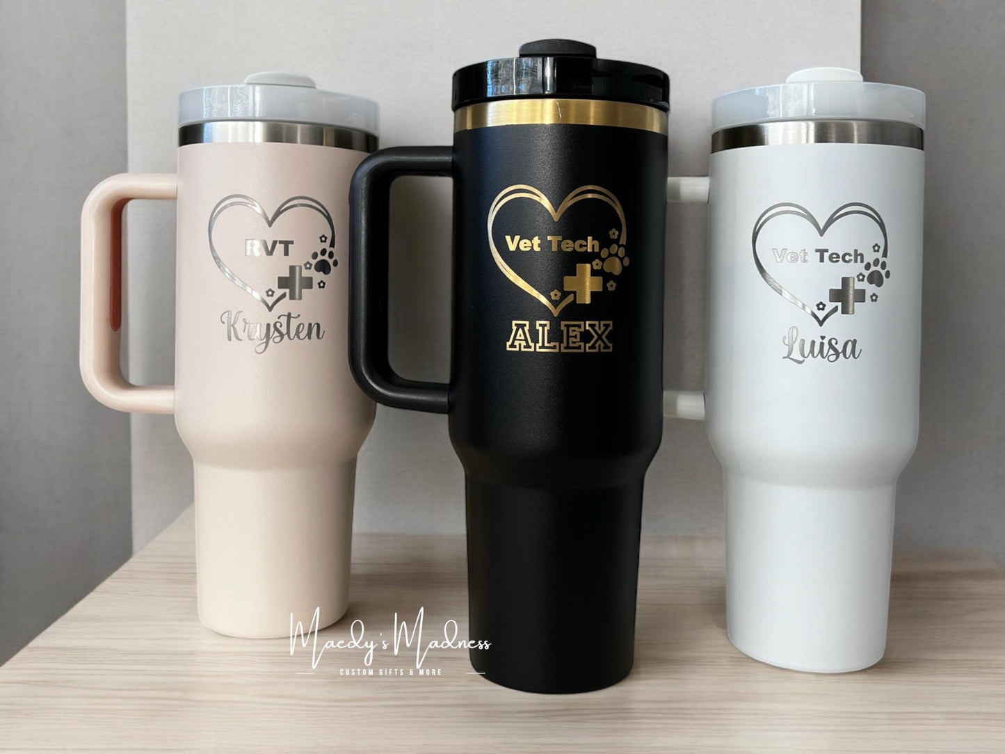 Personalized Veterinarian 40 oz Tumbler Laser Engraved Gift for Vet Clinic employees RVT tumbler, Vet staff Christmas gift, Nurse gift