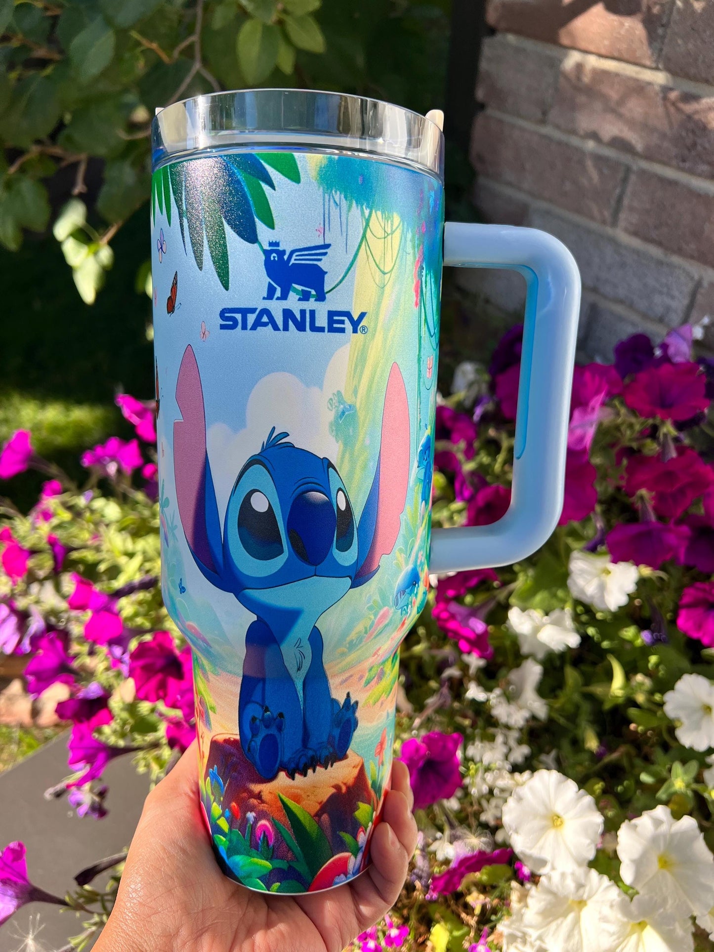 Personalized Glow-in-Dark Stitch Tumbler: 40 oz Stainless Steel Cup with Straw & Gift Box