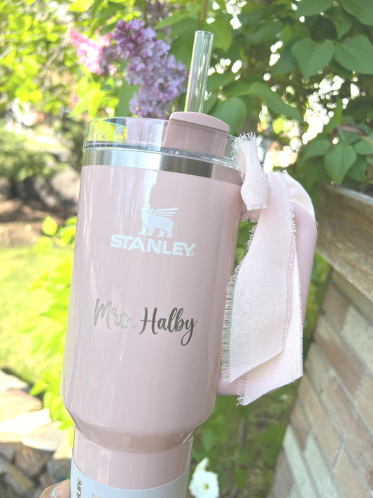 Teacher appreciation gift, Authentic 40 oz Stanley Tumbler Quencher Laser engraved, Travel cup with straw, personalized Educator gift,