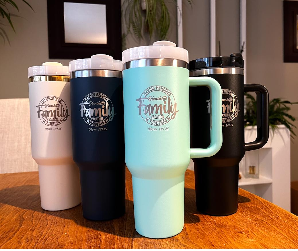 Engraved YETI Tumbler: Vacation theme Cup, 20 oz insulated Tumbler