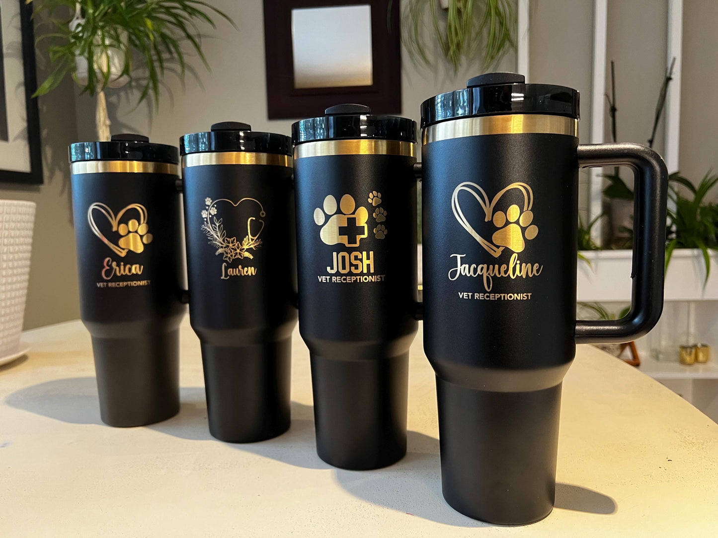 Personalized Veterinarian 40 oz Tumbler Laser Engraved Gift for Vet Clinic employees RVT tumbler, Vet staff Christmas gift, Nurse gift