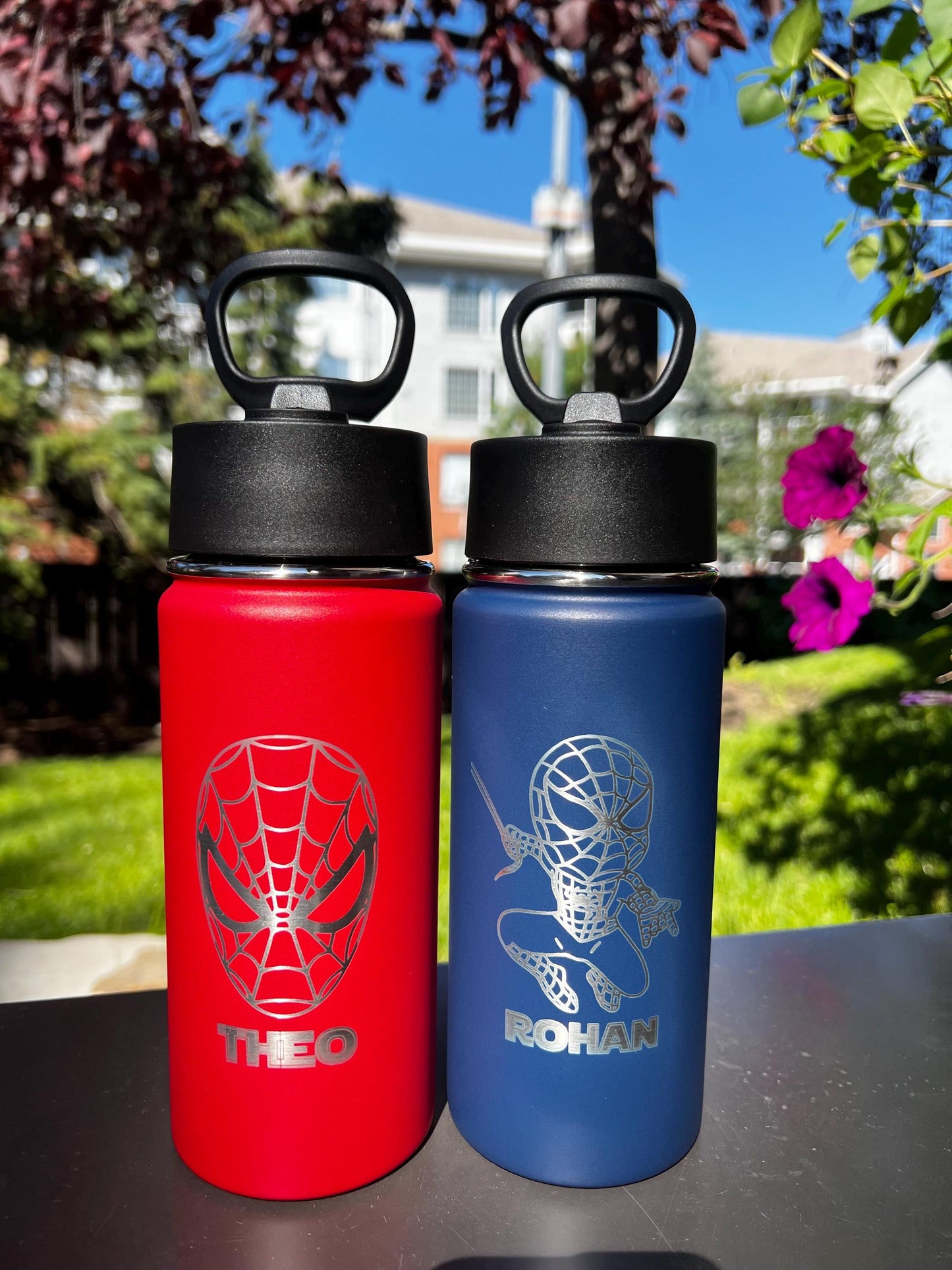 Personalized Spider-Man Tumbler: Engraved Stainless Steel Kids Water Bottle