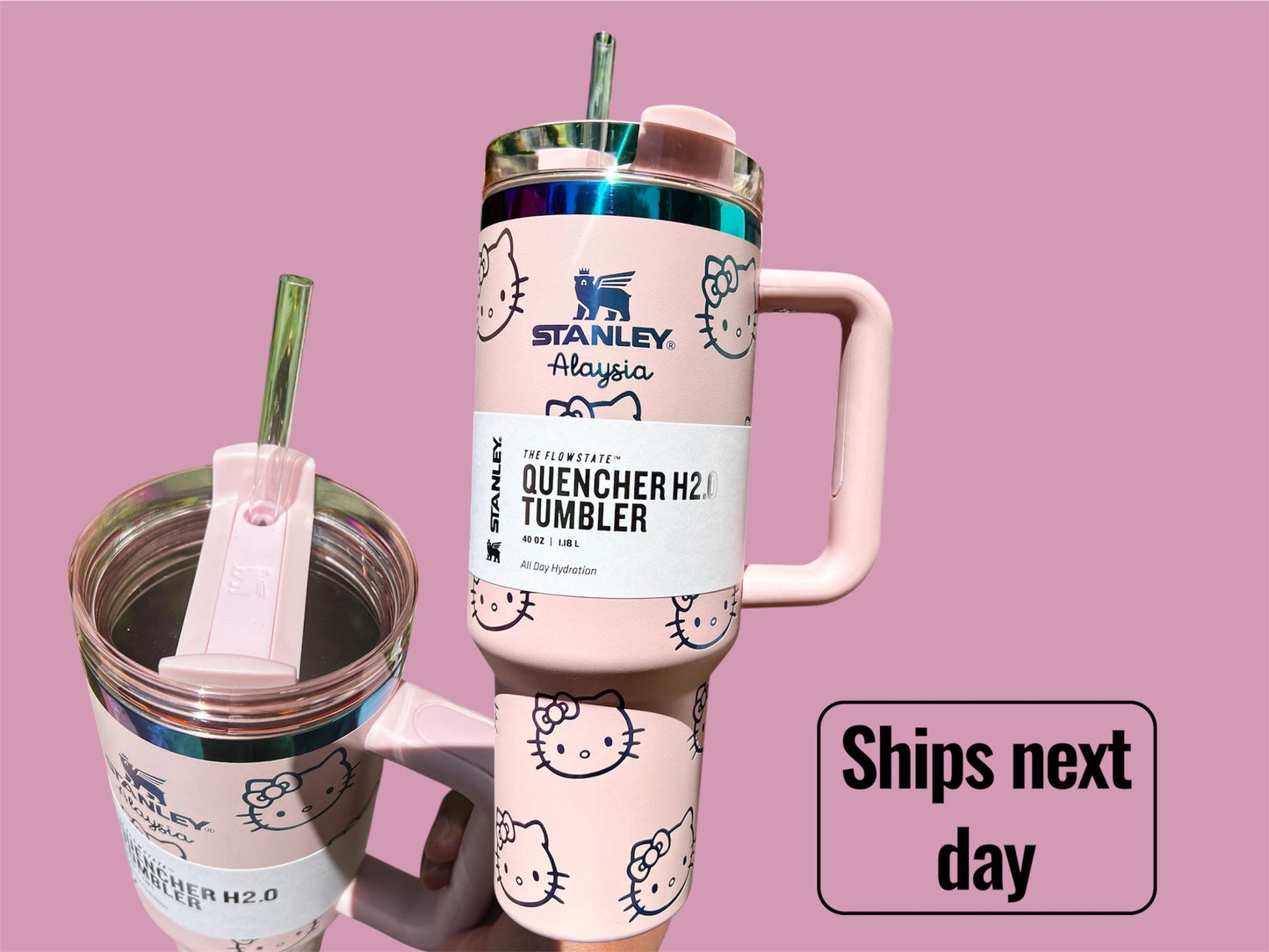 Personalized Hello Kitty Stanley Tumbler: Laser Engraved 40 oz Stainless Steel Quencher