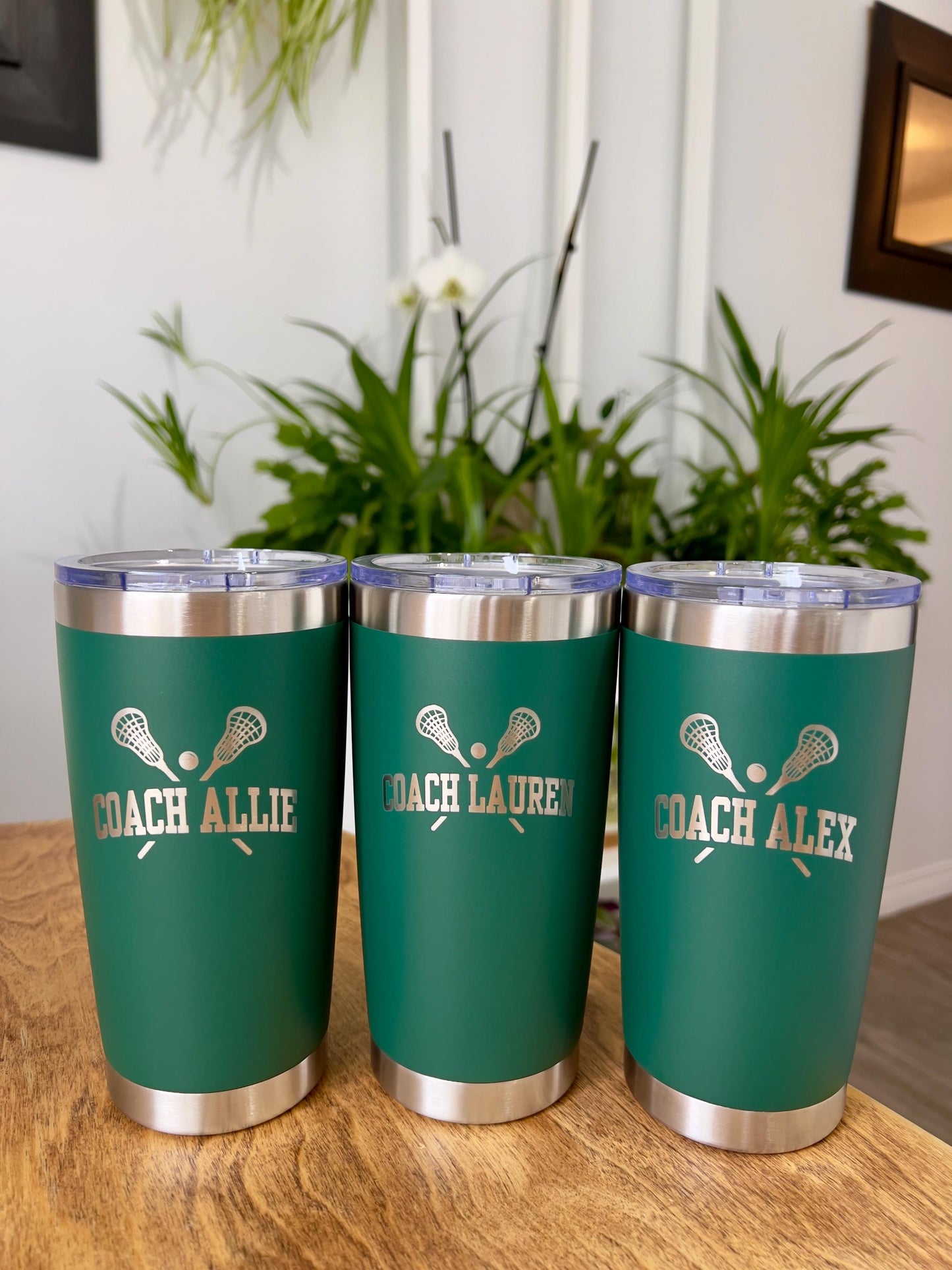 Personalized Lacrosse Coach gift  20 0z stainless Tumbler with straw, Custom engraved sports cup for Team, Lacrosse Mom Dad gift