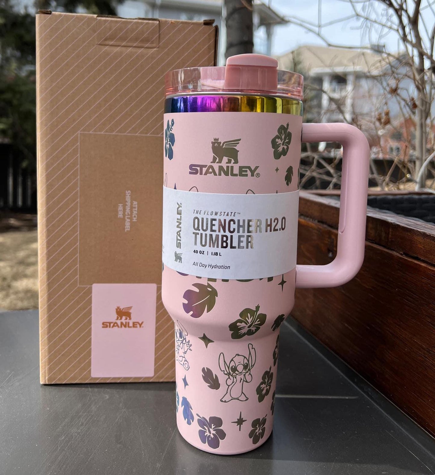 Laser Engraved Stitch Stanley Tumbler: 40 oz Personalized Name Travel Cup