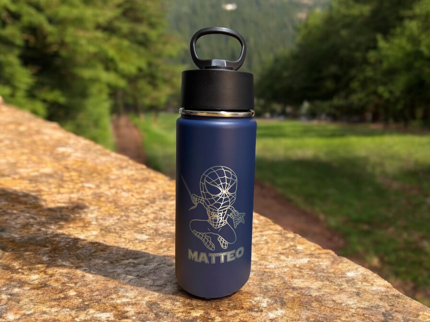 Spider Man Superhero personalized water bottle Avengers Dead pool Marvel Fan birthday gift for kids christmas gift spider man theme engraved