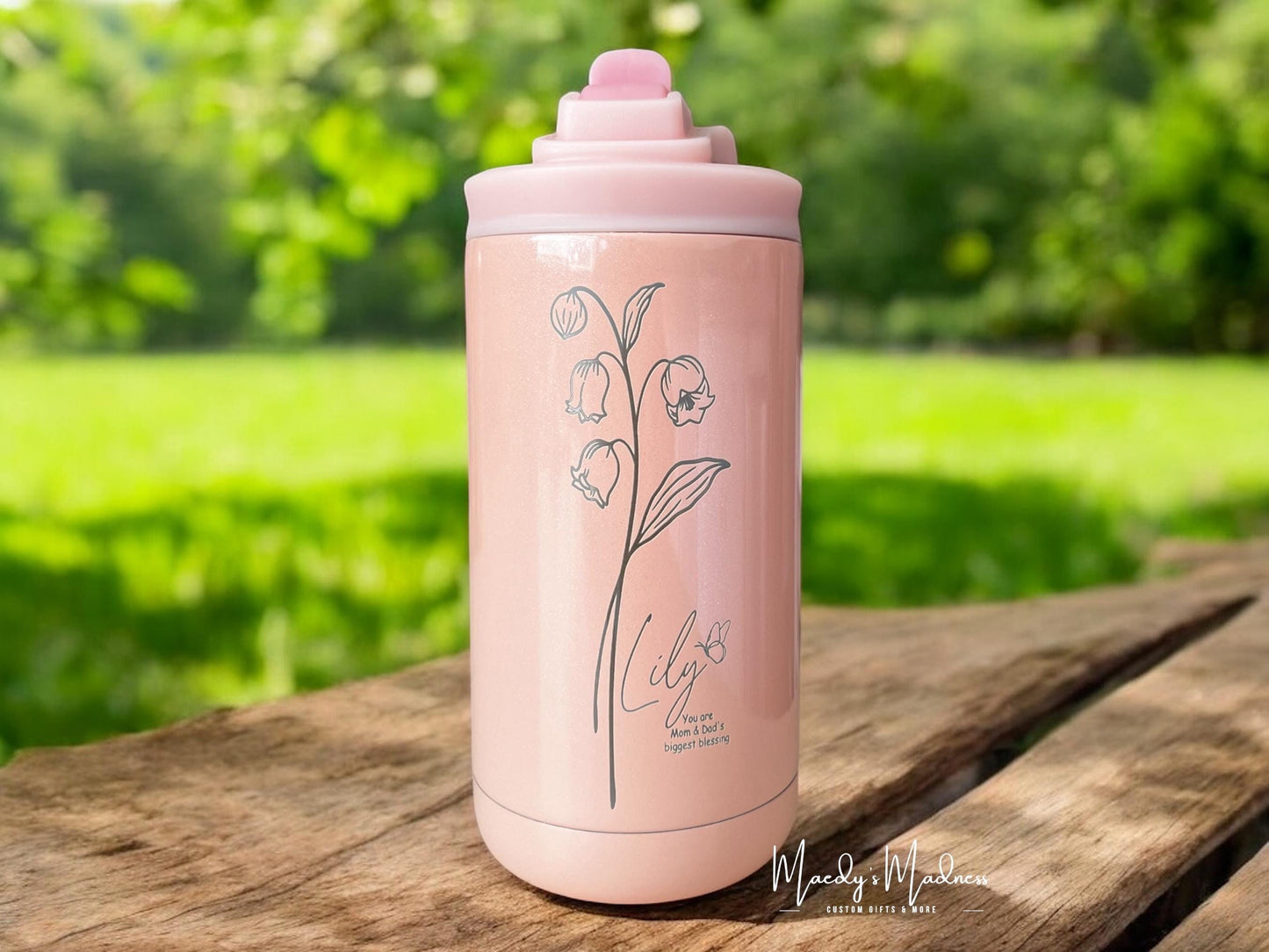 Personalized 12 oz Maars bottle, Infant/toddler water bottle, leak proof fits backpack, BPA free safe water bottle, engraved gifts for kids