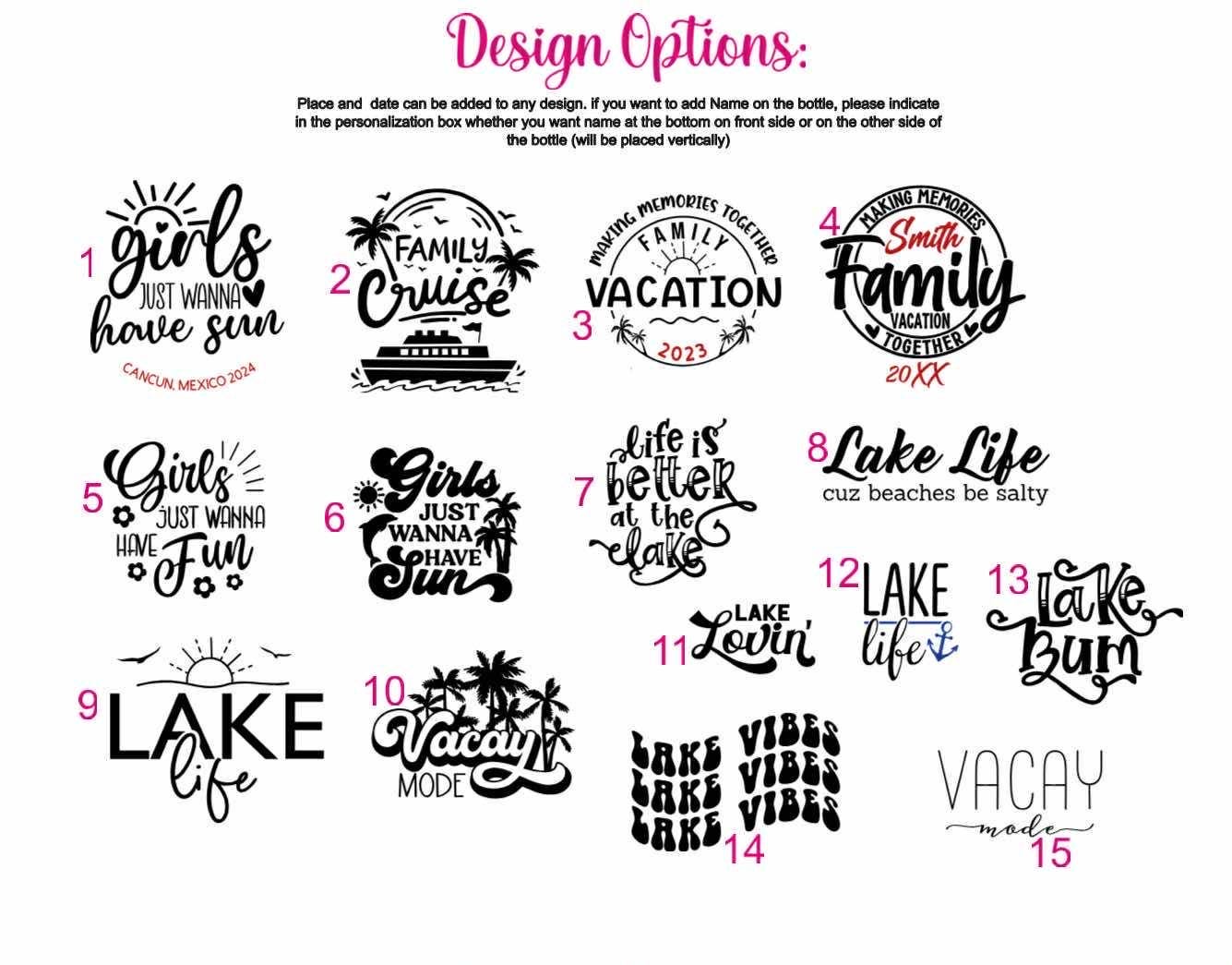 Engraved YETI Tumbler: Vacation theme Cup, 20 oz insulated Tumbler