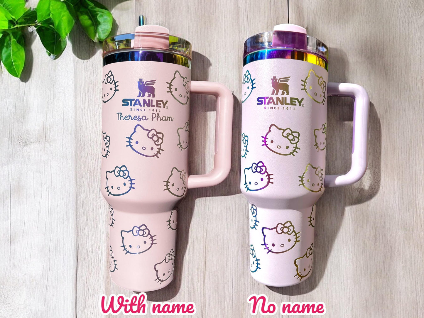 Laser engraved custom Kitty Stanley 40 oz Quencher, Birthday gift for teens adults, grad gift basket gift, Travel cup, Trendy Tumbler