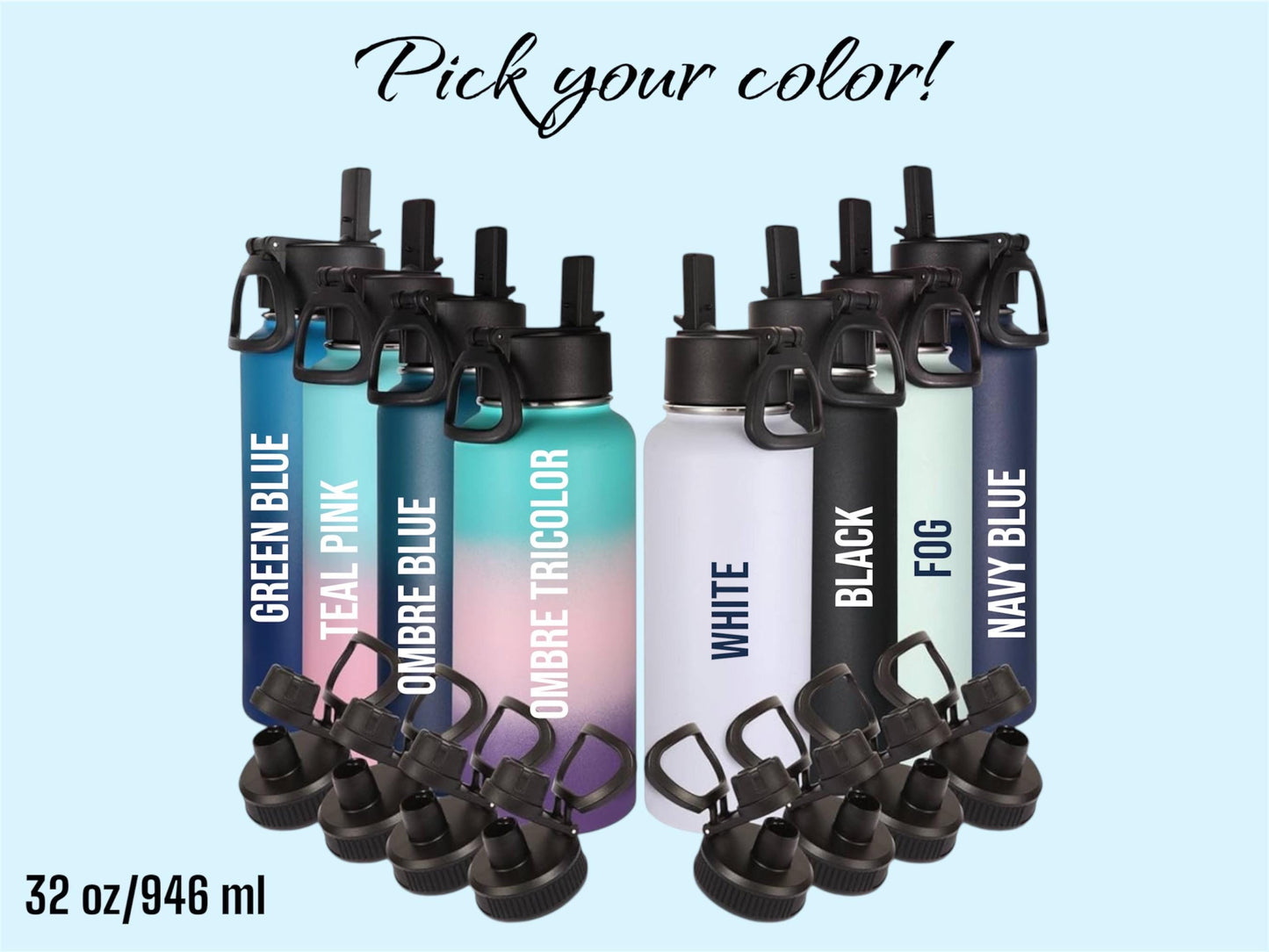 Personalized Baseball/Softball Water Bottle, Custom Engraved 32oz Stainless Steel Bottle for Players and  Coaches gift