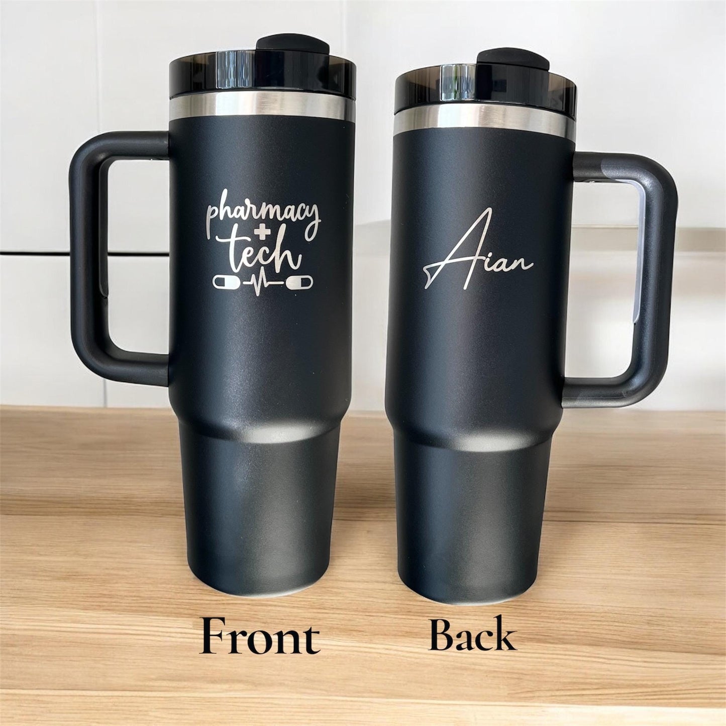 Personalized Pharmacy Technician Pharmacist Tumbler: Engraved Design, 40 oz Gift Travel tumbler