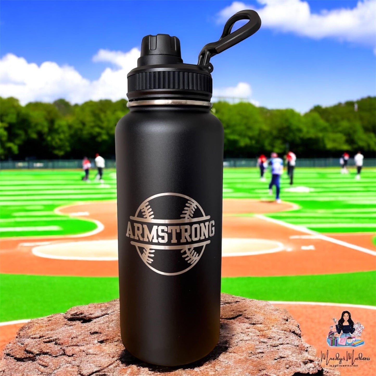 Personalized Baseball Water Bottle: Engraved Stainless Steel Sports Gift