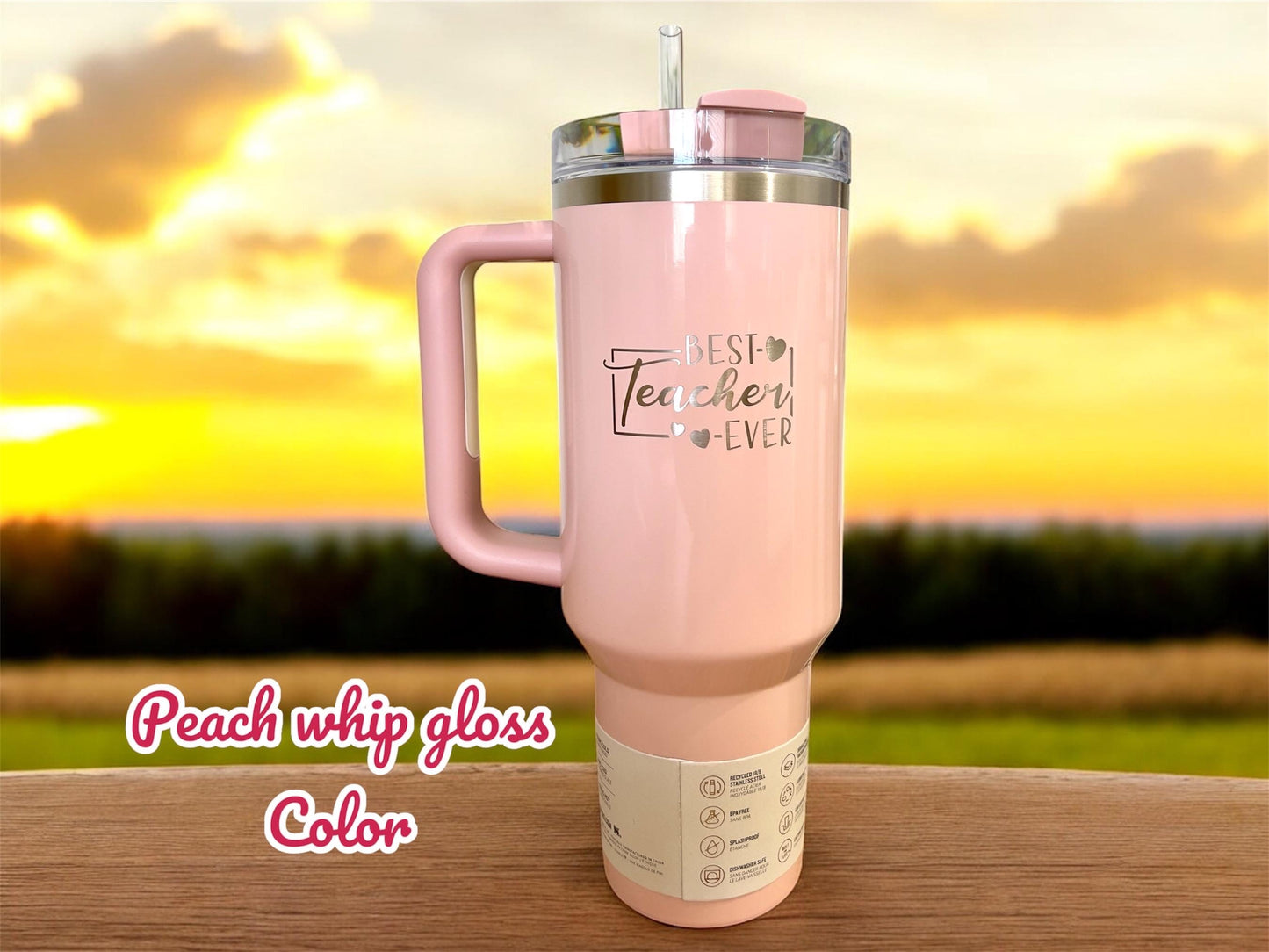 Teacher appreciation gift, Authentic 40 oz Stanley Tumbler Quencher Laser engraved, Travel cup with straw, personalized Educator gift,