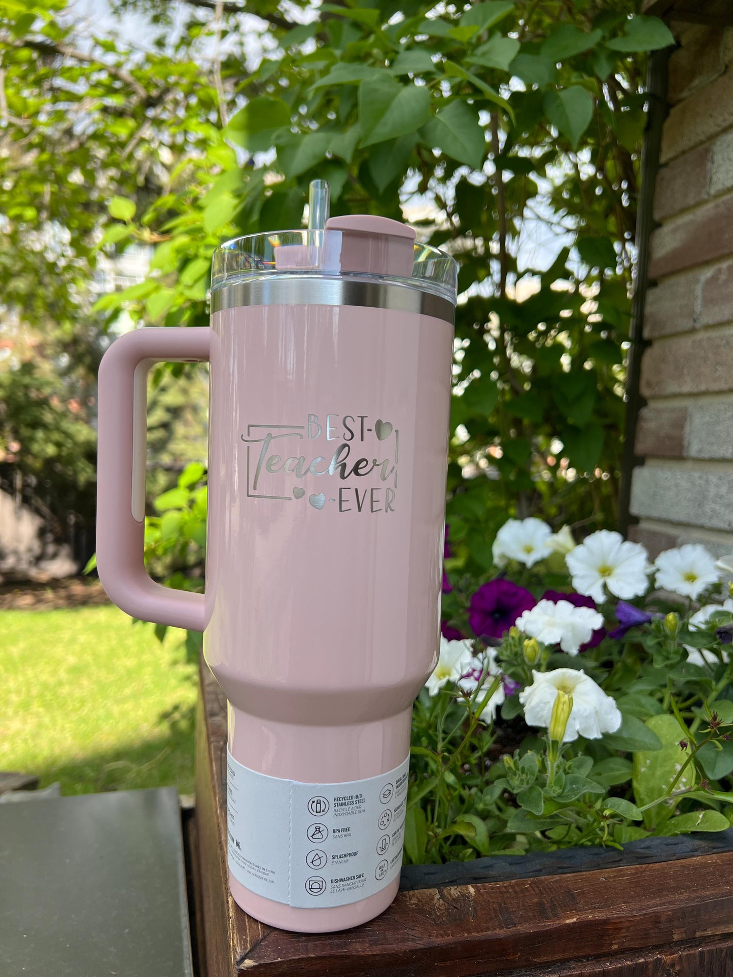 Teacher appreciation gift, Authentic 40 oz Stanley Tumbler Quencher Laser engraved, Travel cup with straw, personalized Educator gift,