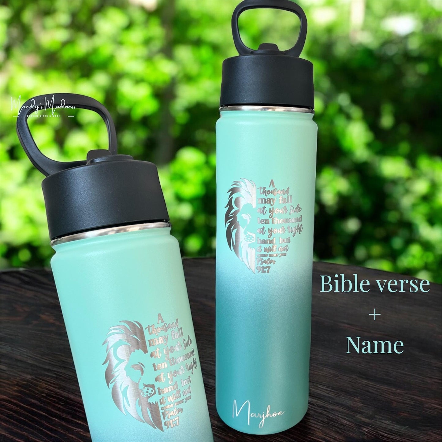 Personalized Bible Verse Water Bottle: Stainless Steel Leak proof Tumbler, Christian Gift