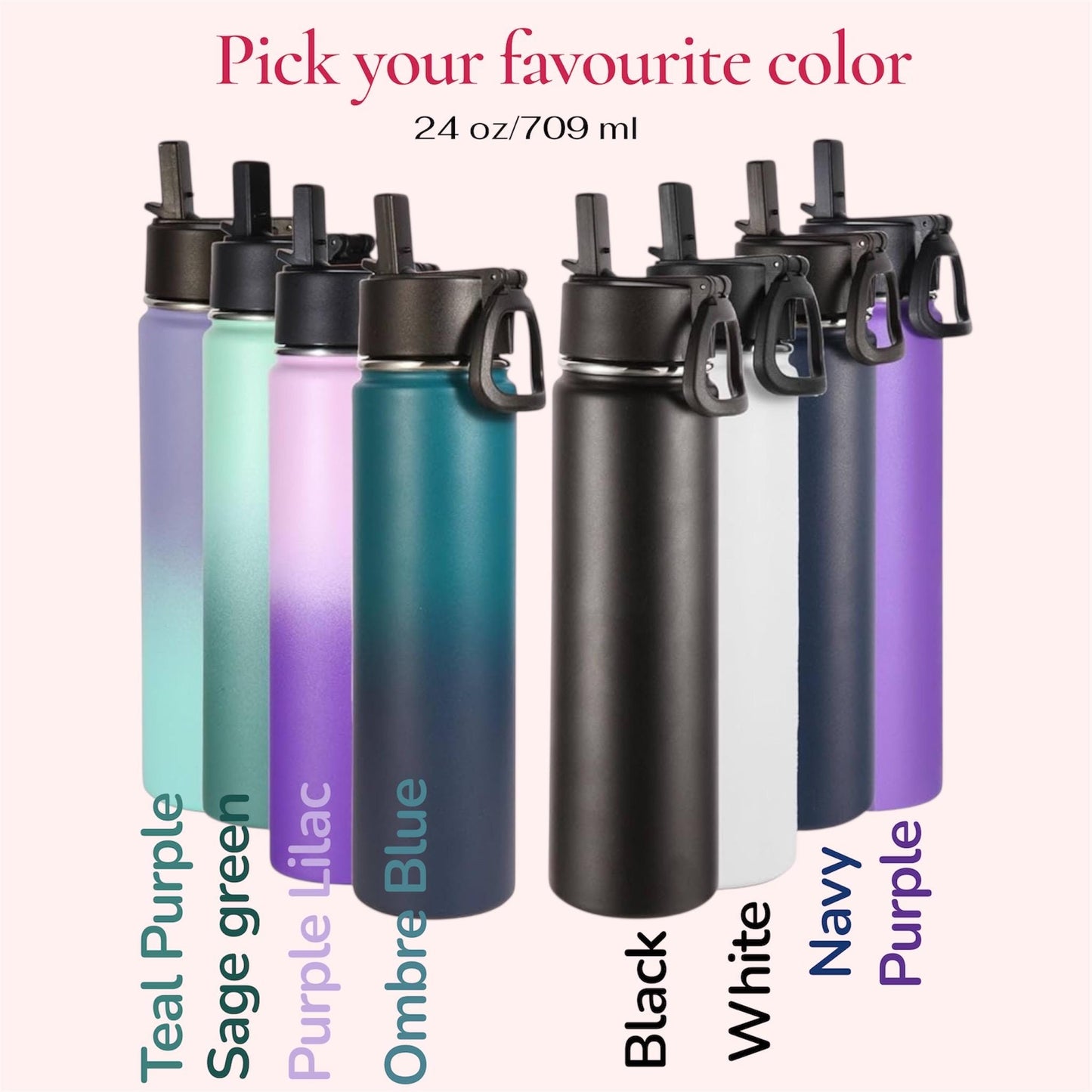 Personalized Bible Verse Water Bottle: Stainless Steel Leak proof Tumbler, Christian Gift