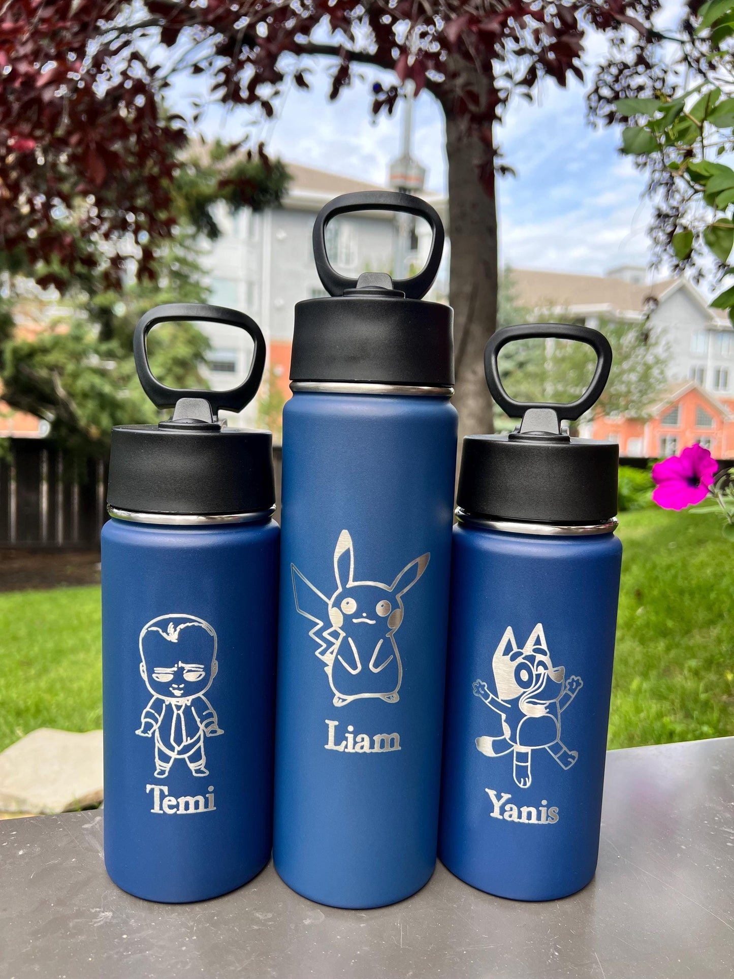 Personalized Princess Inspired Stainless Steel Water Bottle – 16 oz & 22 oz Leak Proof Flip Straw –Back to School Gift for Kids, superheroes