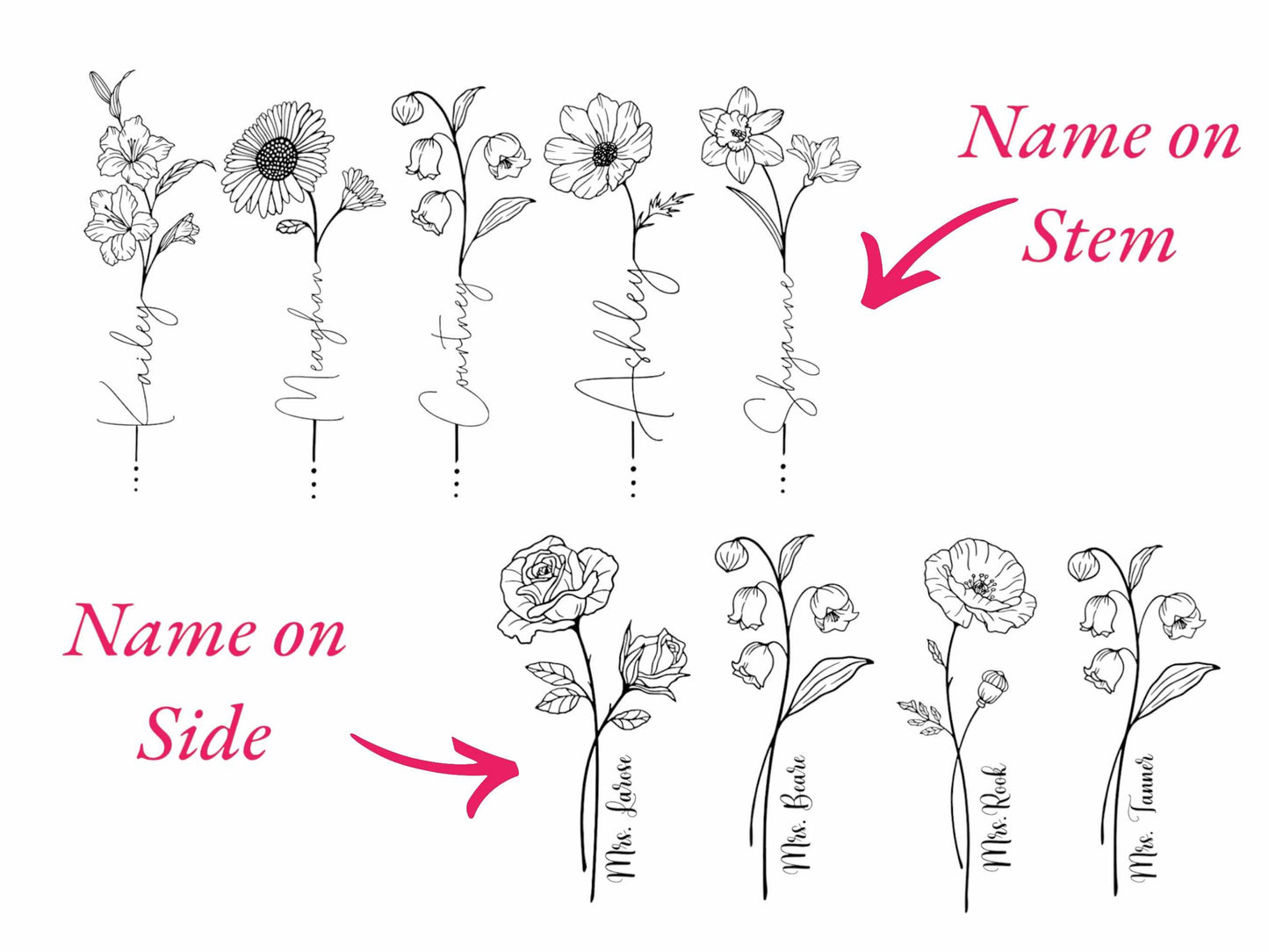 Personalized 22 oz Tumbler minimalist birth month flower, Engraved Name Cup, Leak proof water bottle birthday gift for mom grandma, travel