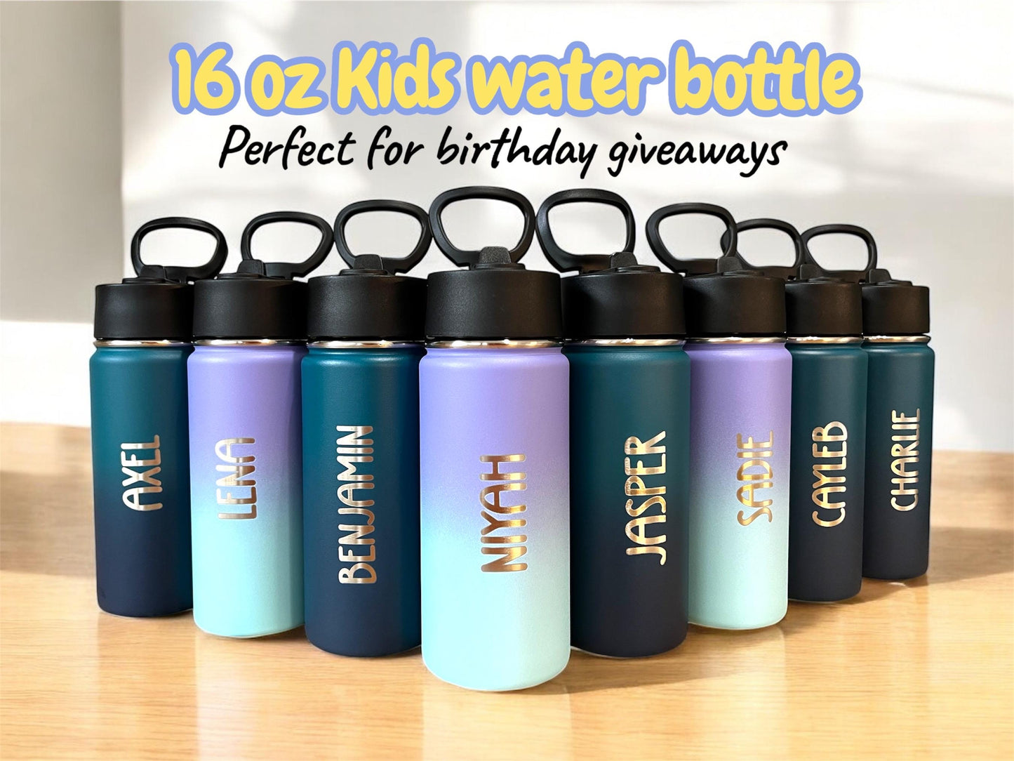 Personalized Kids Stainless Steel Tumbler: Laser Engraved Insulated Water Bottle