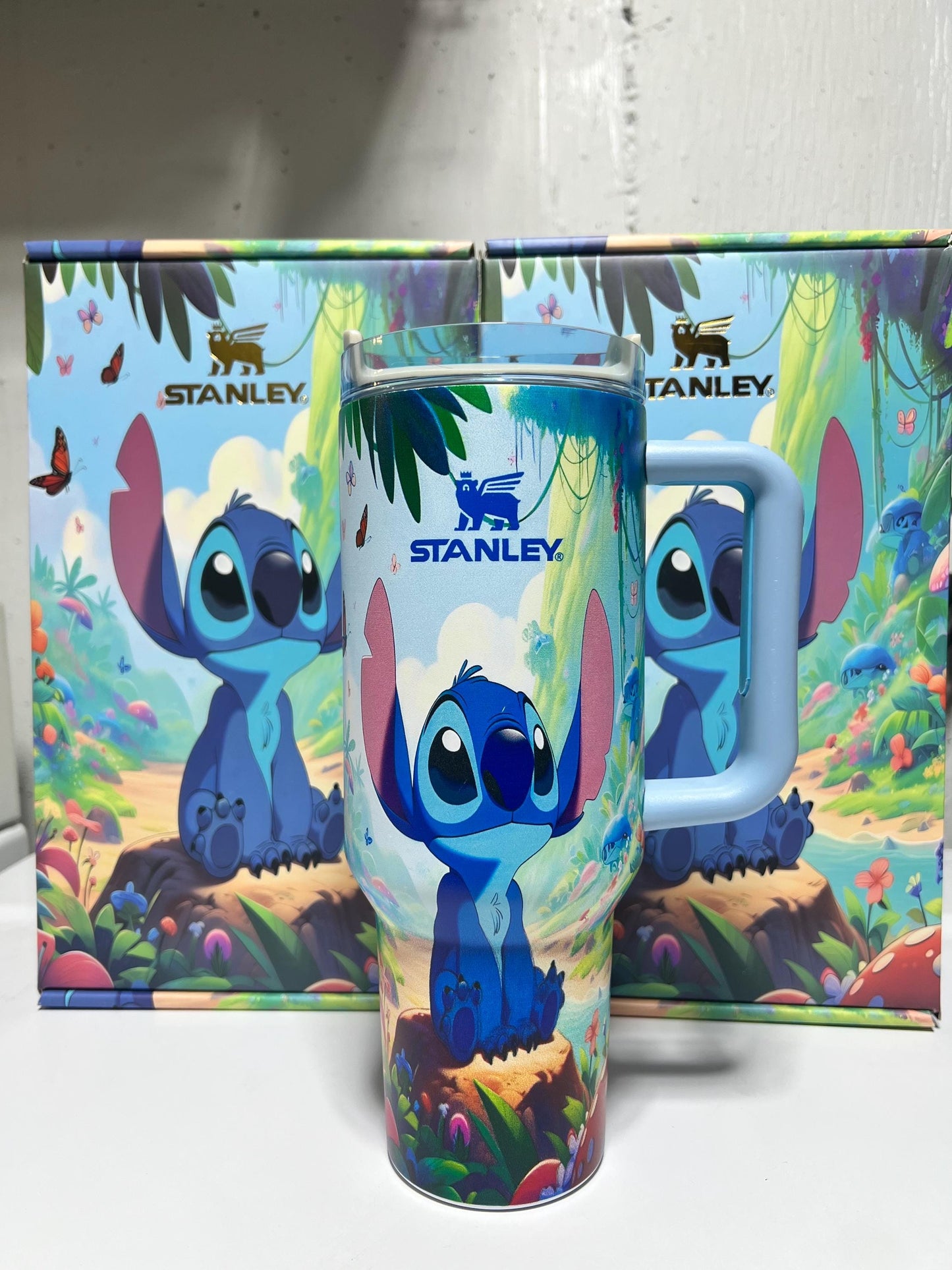 Personalized Glow-in-Dark Stitch Tumbler: 40 oz Stainless Steel Cup with Straw & Gift Box