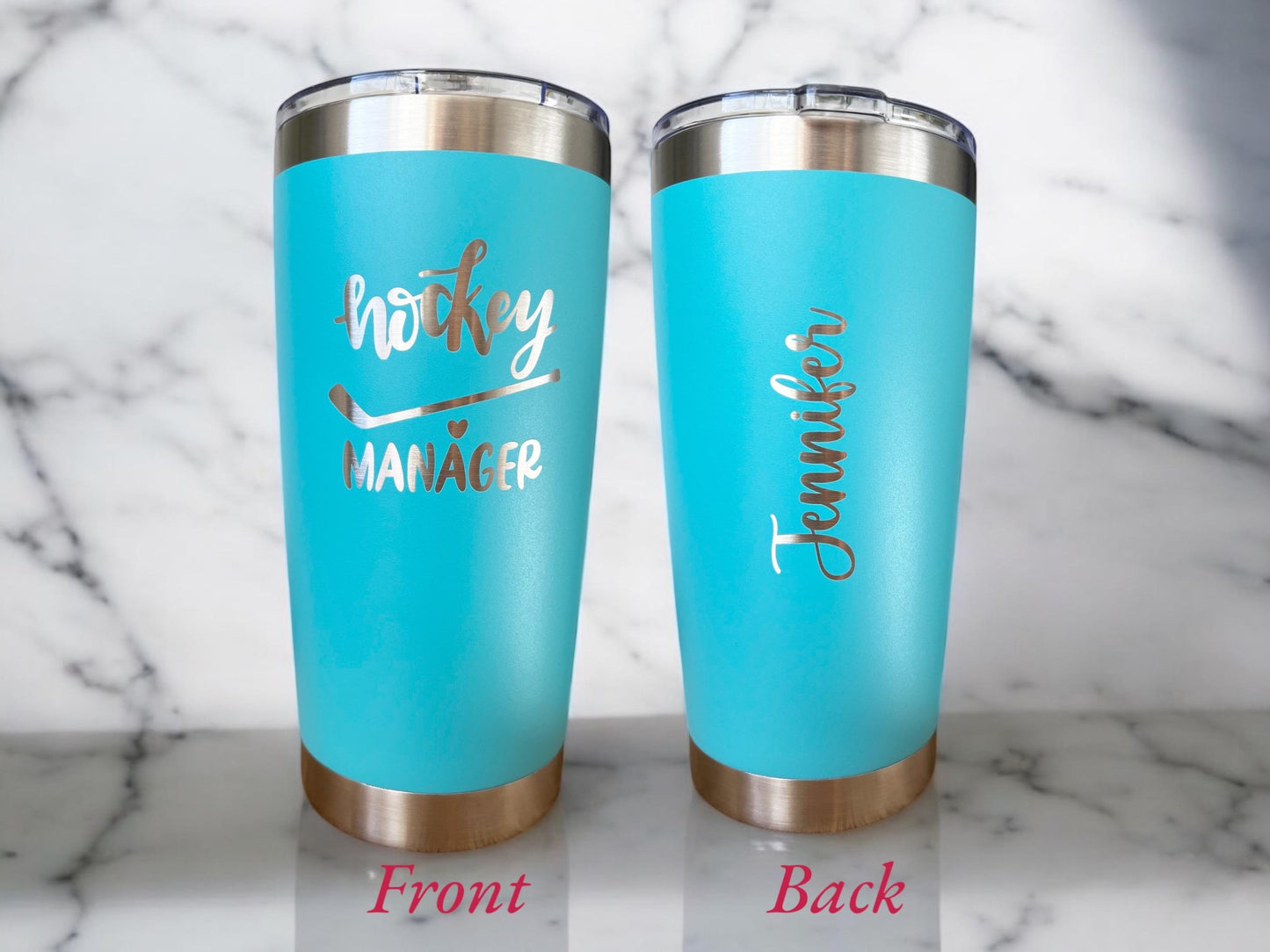 Personalized Hockey Coach gift  20 0z stainless cup, custom women/men hockey player engraved team sport cup gift, hockey manager gift ideas