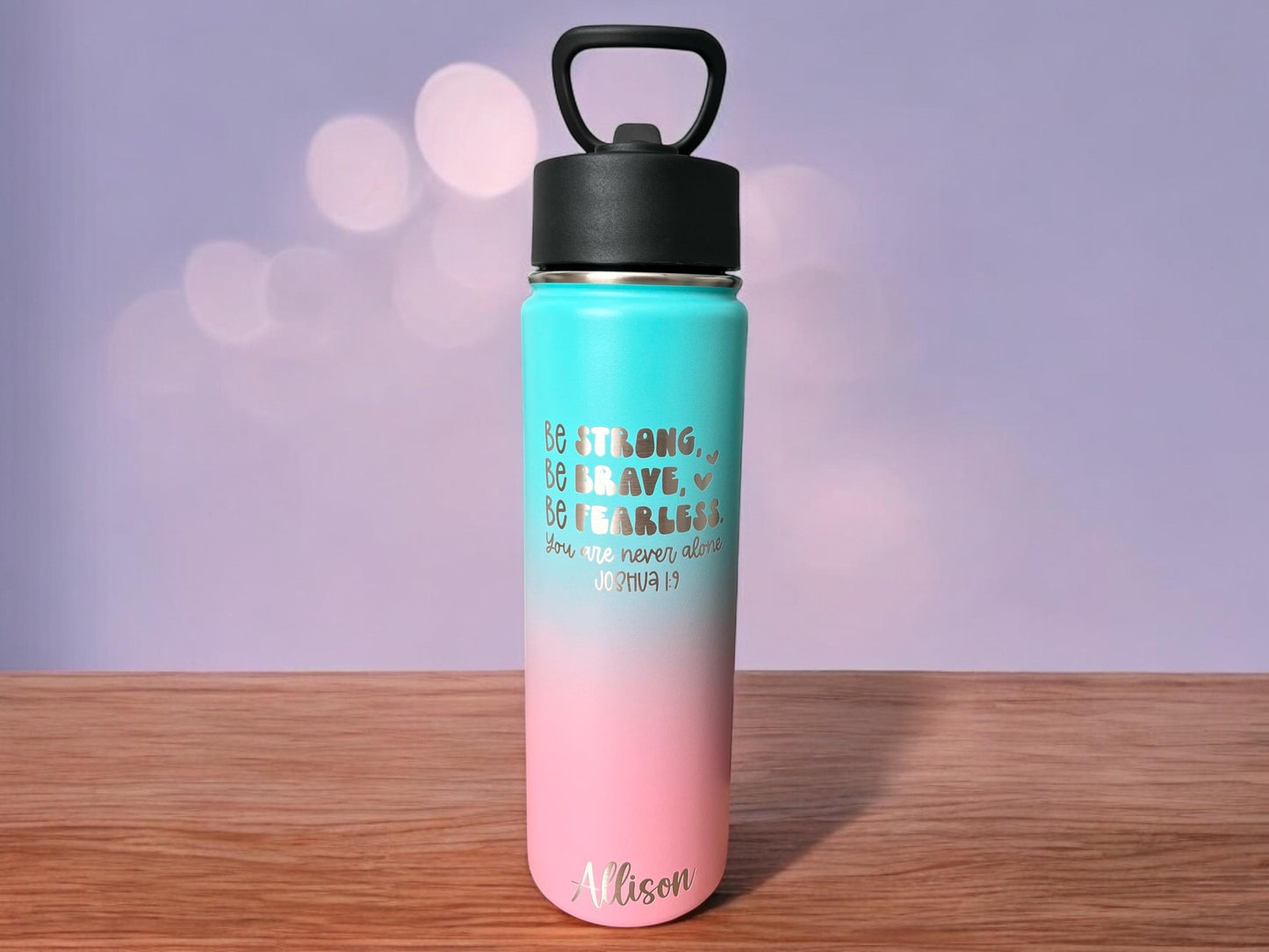 Personalized Bible Verse Water Bottle: Stainless Steel Tumbler, Christian Gift