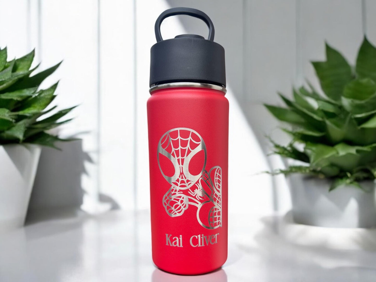 Spider Man Superhero personalized water bottle Avengers Dead pool Marvel Fan birthday gift for kids christmas gift spider man theme engraved