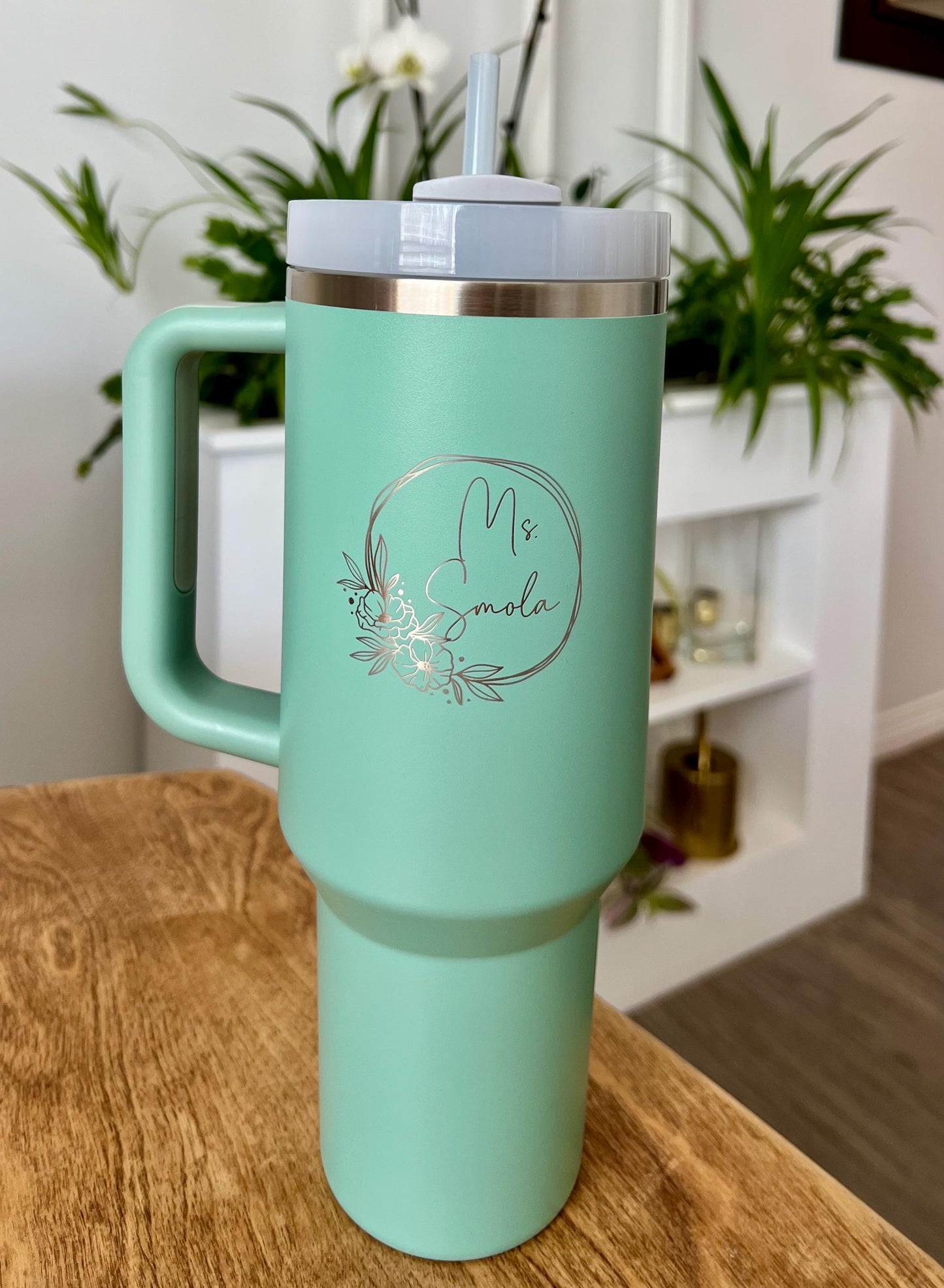 Teacher appreciation gift, Authentic 40 oz Stanley Tumbler Quencher Laser engraved, Travel cup with straw, personalized Educator gift,