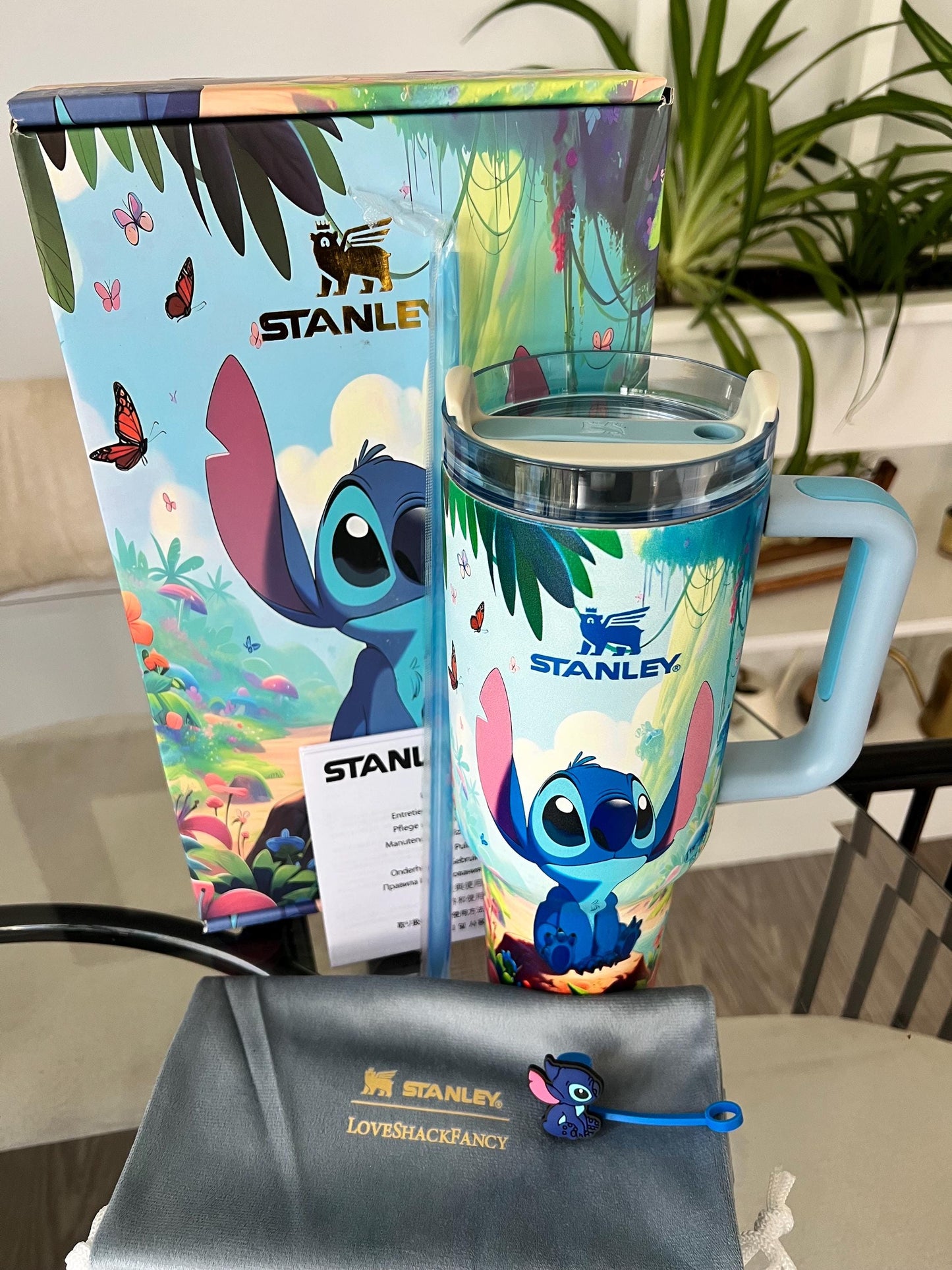 Personalized Glow-in-Dark Stitch Tumbler: 40 oz Stainless Steel Cup with Straw & Gift Box