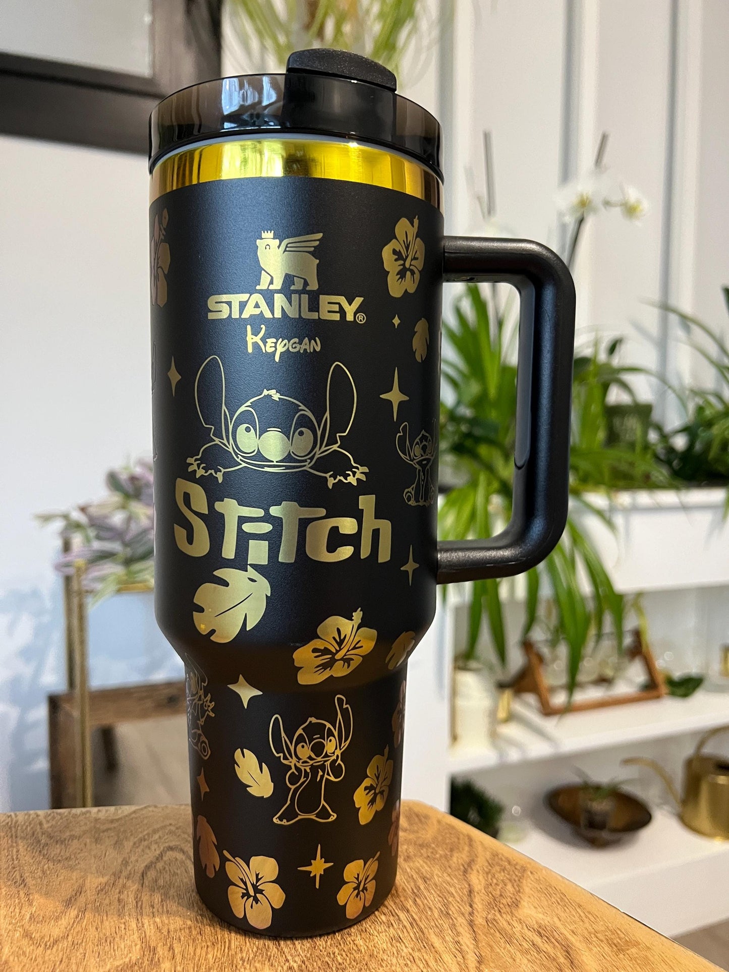 Laser Engraved Stitch Stanley Tumbler: 40 oz Personalized Name Travel Cup