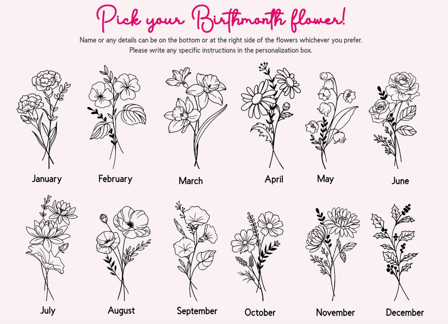 Personalized Birth Flower Tumbler: Engraved 20oz Stainless Steel Coffee Cup