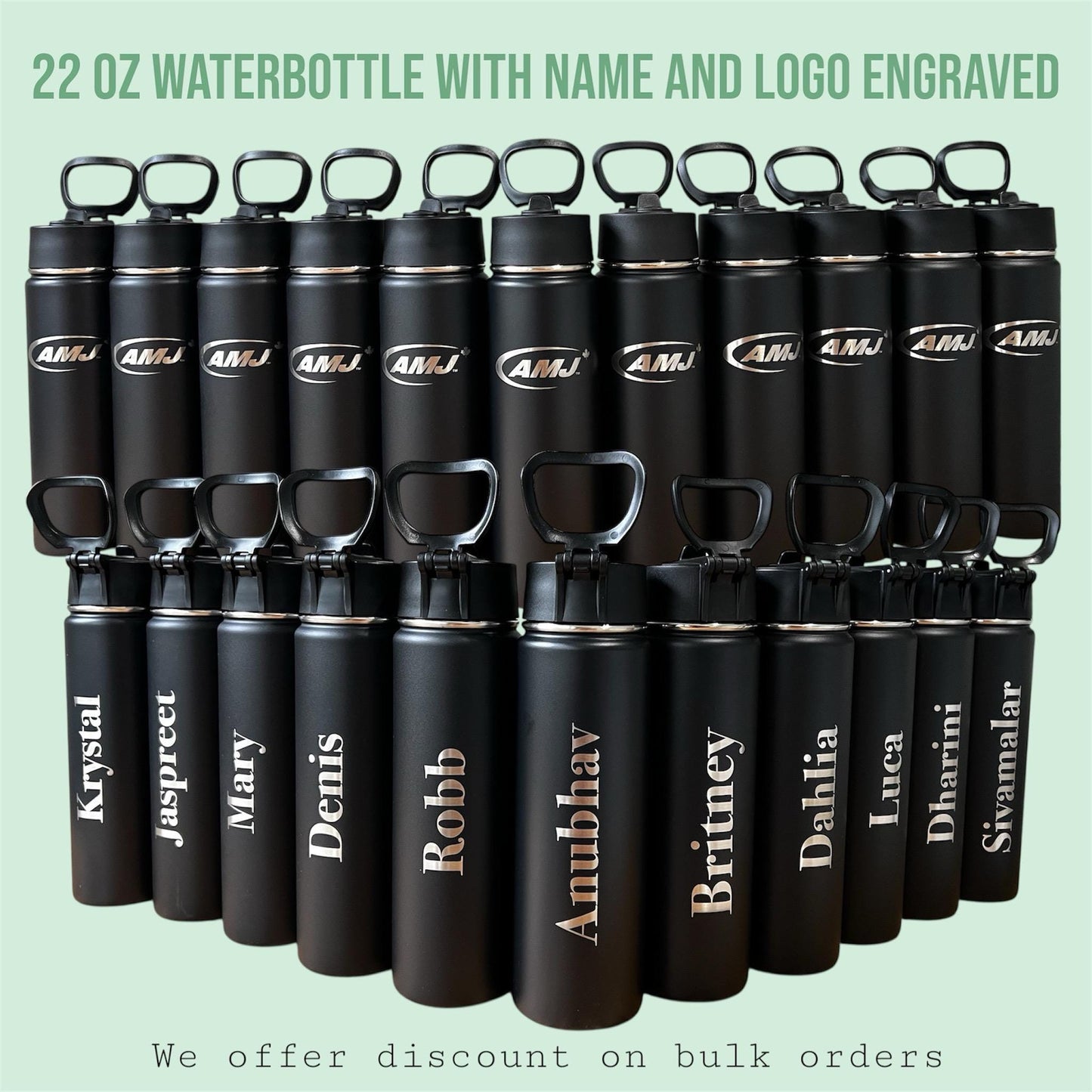 Personalized Soccer Water Bottle: Engraved Stainless Steel Sports Bottle with Straw