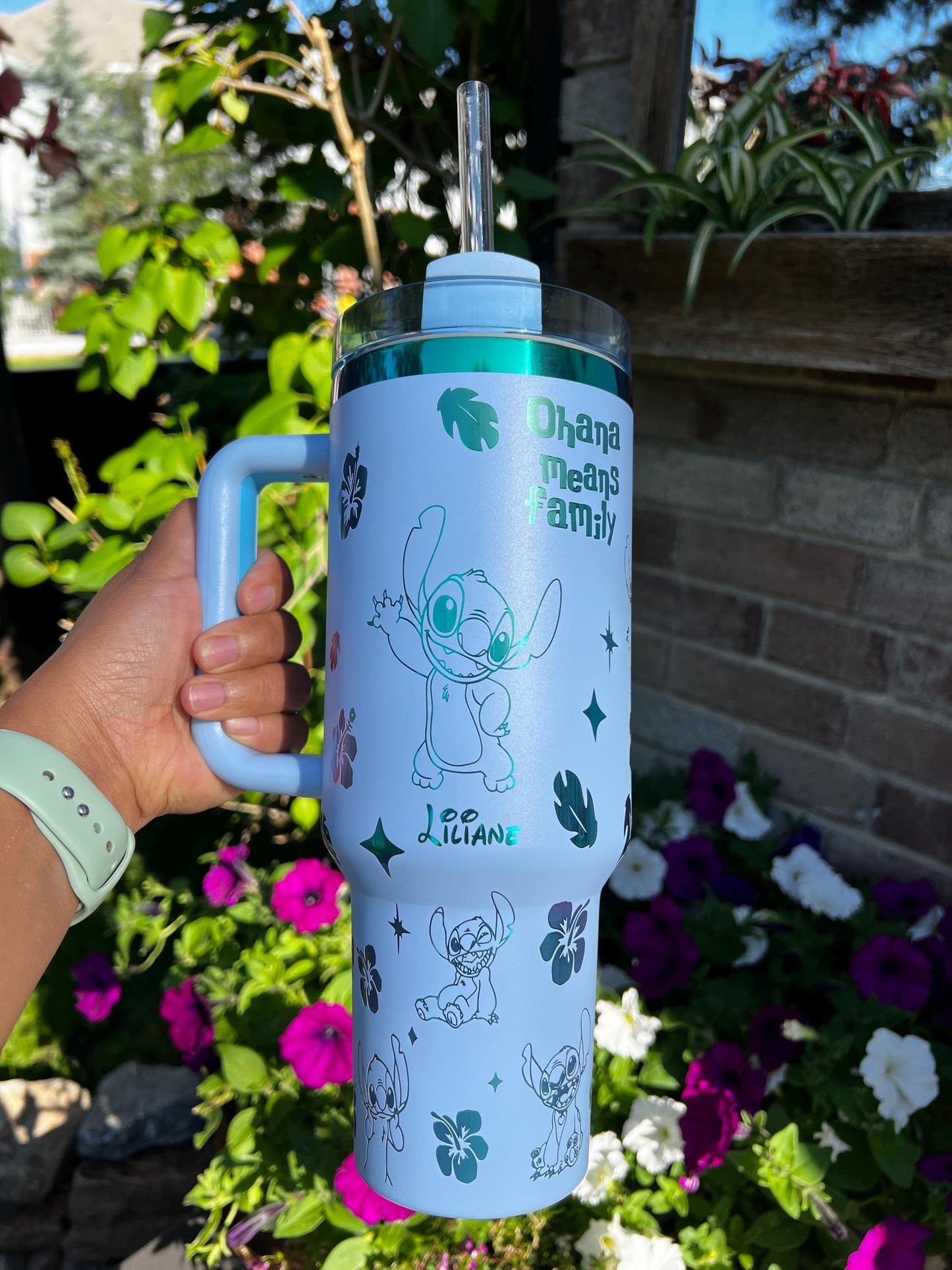 Laser Engraved Stitch Stanley Tumbler: 40 oz Personalized Name Travel Cup